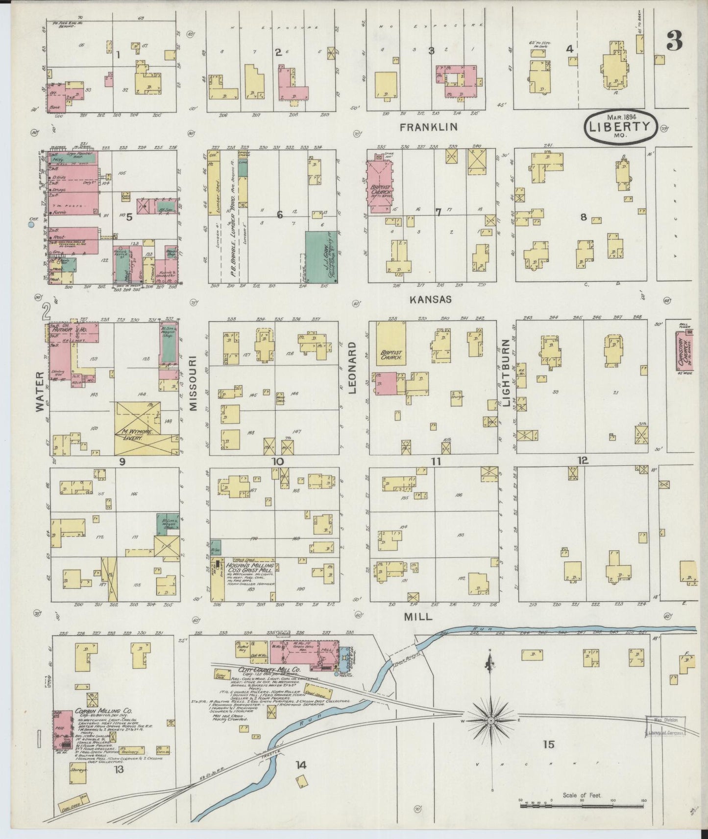 Sanborn Fire Insurance Map from Liberty, Clay County, Missouri (1894), Sheet #0003 - Historic Sanborn Fire Insurance Map Print, vintage old map wall art, antique decor, genealogy gift, Missouri Missouri map