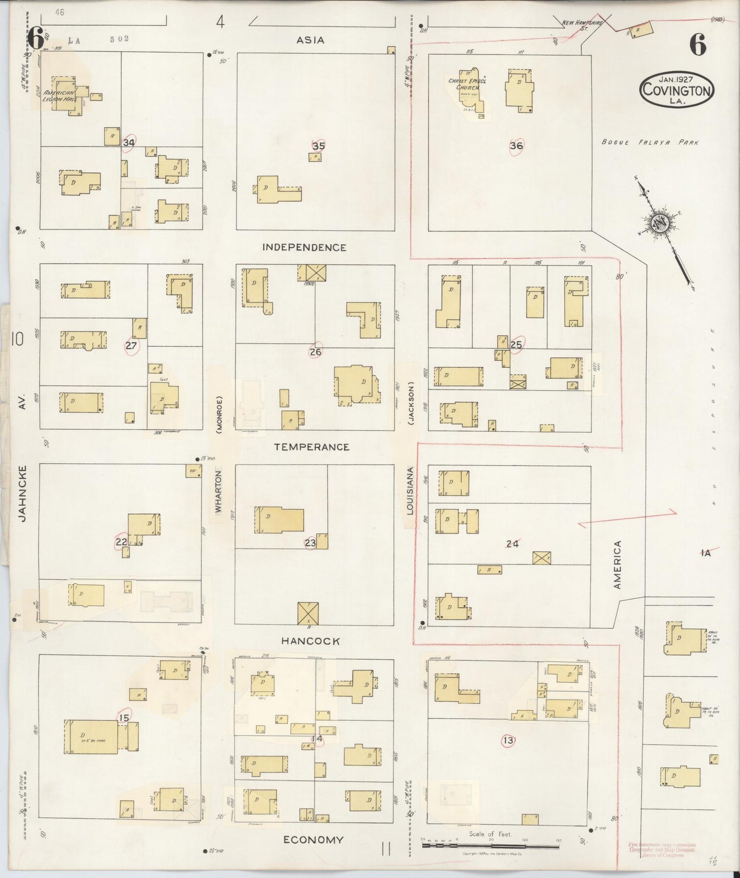 Sanborn Fire Insurance Map from Covington, Saint Tammany Parish, Louisiana (1941), Sheet #0006 - Historic Sanborn Fire Insurance Map Print, vintage old map wall art, antique decor, genealogy gift, Louisiana Louisiana map