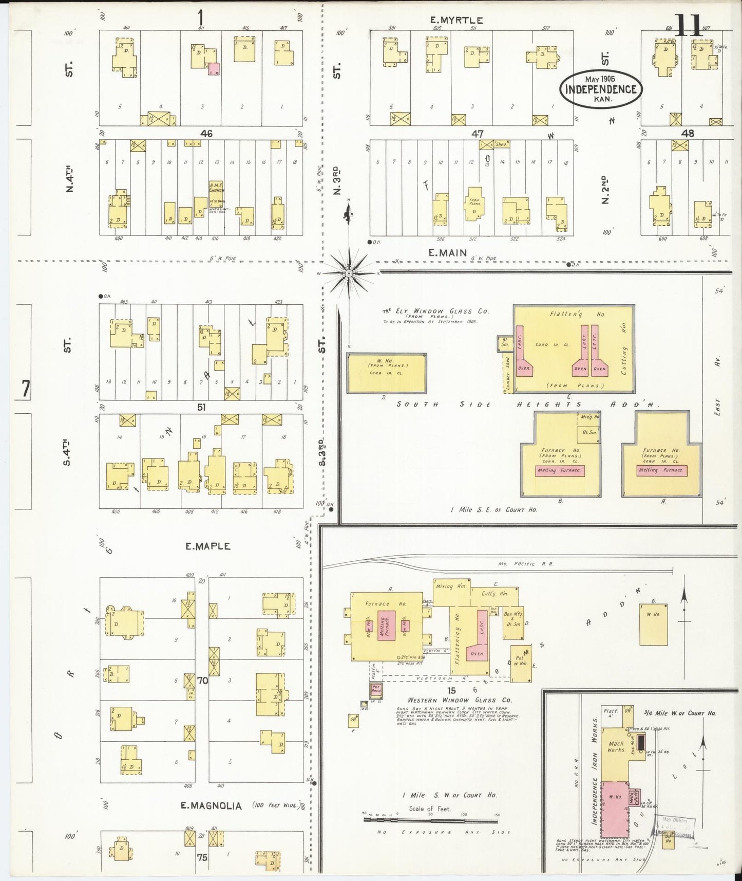 Sanborn Fire Insurance Map from Independence, Montgomery County, Kansas (1905), Sheet #0011 - Historic Sanborn Fire Insurance Map Print, vintage old map wall art, antique decor, genealogy gift, Kansas Kansas map