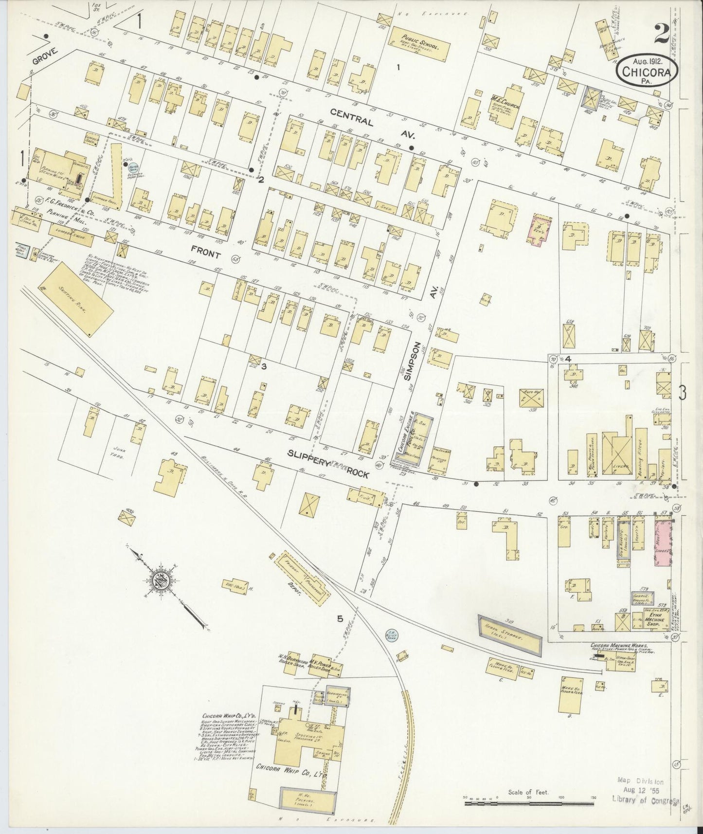 Sanborn Fire Insurance Map from Chicora, Butler County, Pennsylvania (1912), Sheet #0002 - Historic Sanborn Fire Insurance Map Print, vintage old map wall art, antique decor, genealogy gift, Pennsylvania Pennsylvania map