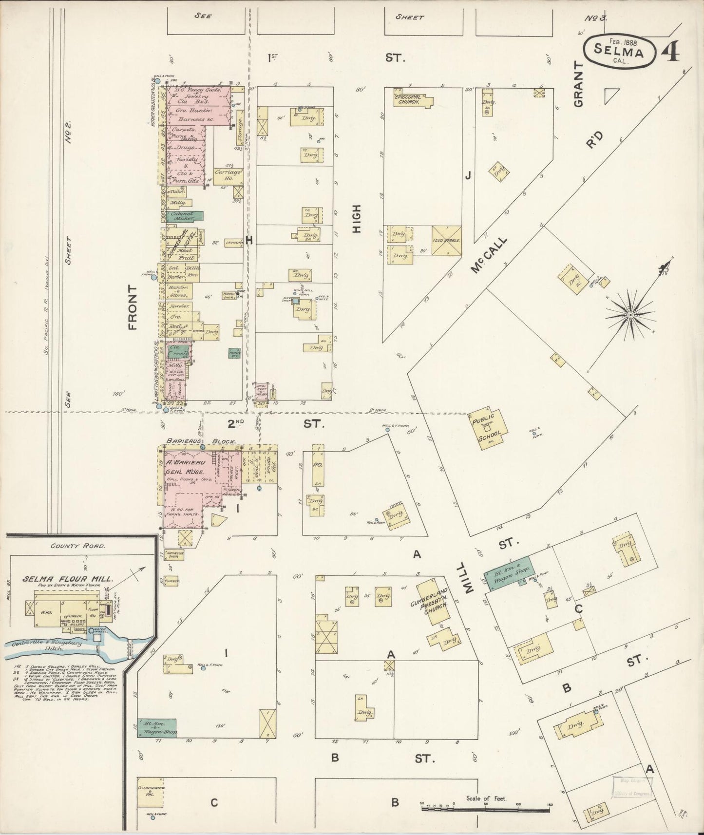 Sanborn Fire Insurance Map from Selma, Fresno County, California (1888), Sheet #0004 - Complete Map Set gallery image, historic Sanborn map, vintage wall art, California California