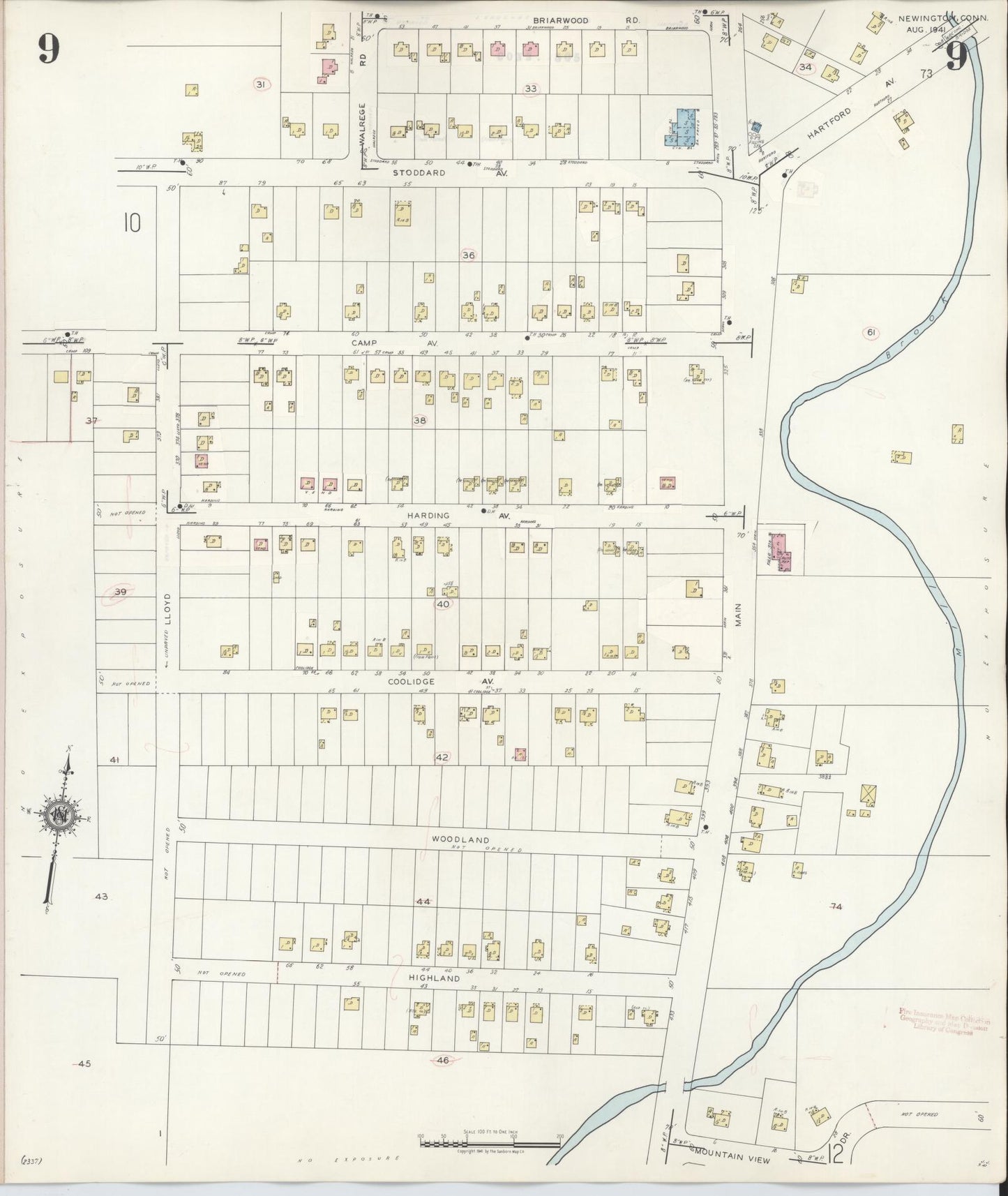 Sanborn Fire Insurance Map from Newington, Hartford County, Connecticut (1947), Sheet #0009 - Historic Sanborn Fire Insurance Map Print, vintage old map wall art, antique decor, genealogy gift, Connecticut Connecticut map