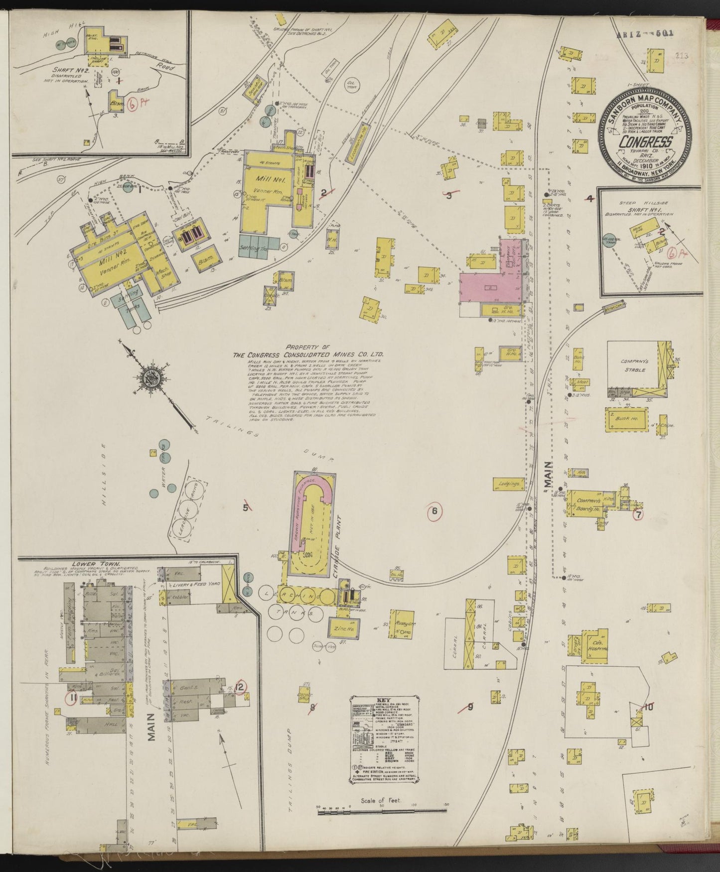 Sanborn Fire Insurance Map from Congress, Yavapai County, Arizona (1910), Sheet #0001 - Complete Map Set gallery image, historic Sanborn map, vintage wall art, Arizona Arizona