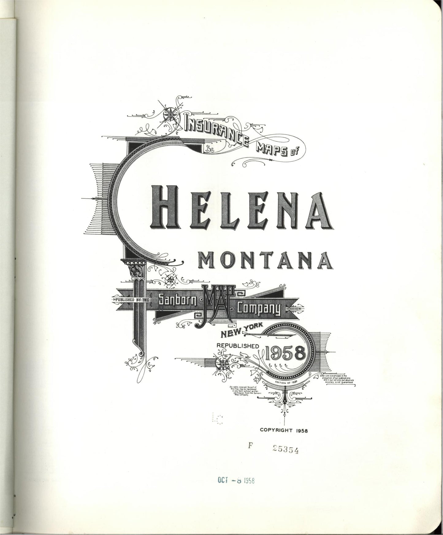 Sanborn Fire Insurance Map from Helena, Lewis and Clark County, Montana (1958), Sheet #0001 - Historic Sanborn Fire Insurance Map Print, vintage old map wall art, antique decor, genealogy gift, Montana Montana map