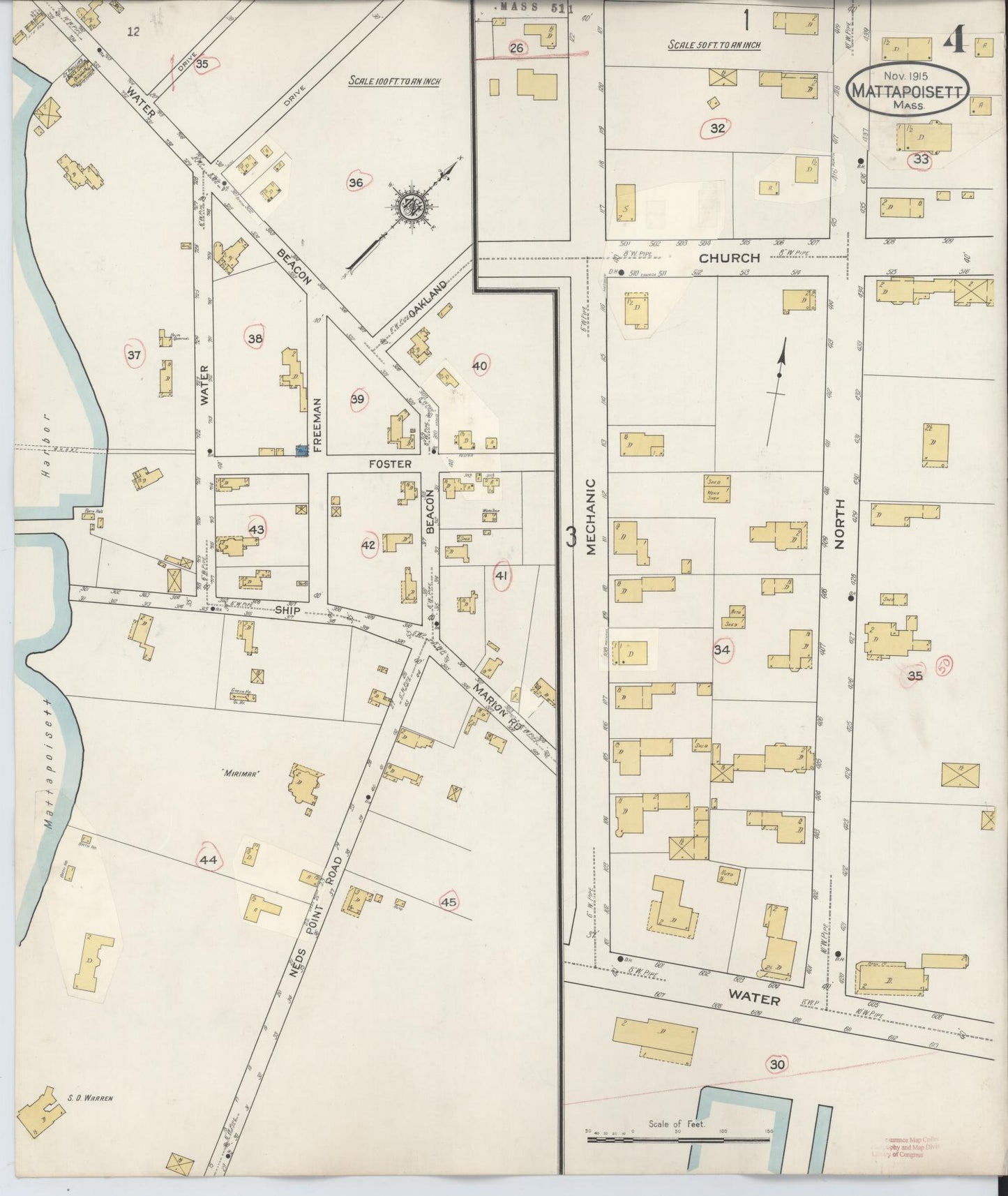 Sanborn Fire Insurance Map from Mattapoisett, Plymouth County, Massachusetts (1931), Sheet #0004 - Complete Map Set gallery image, historic Sanborn map, vintage wall art, Massachusetts Massachusetts