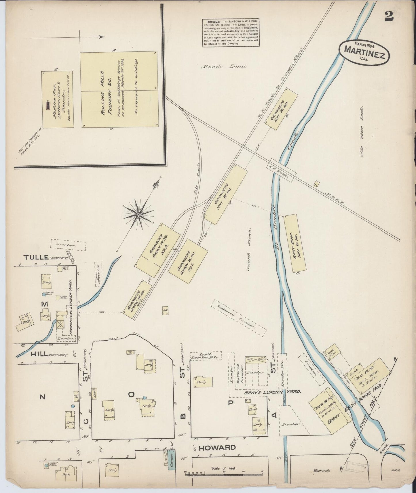 Sanborn Fire Insurance Map from Martinez, Contra Costa County, California (1884), Sheet #0002 - Historic Sanborn Fire Insurance Map Print, vintage old map wall art, antique decor, genealogy gift, California California map