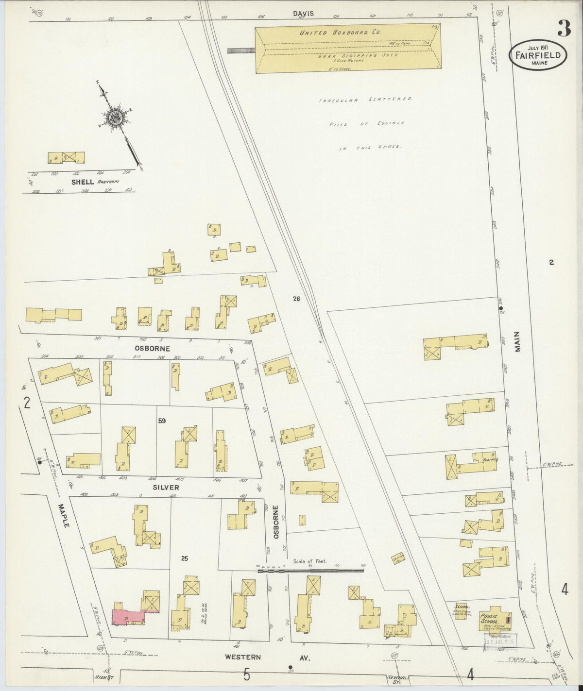 Sanborn Fire Insurance Map from Fairfield, Somerset County, Maine (1911), Sheet #0003 - Historic Sanborn Fire Insurance Map Print, vintage old map wall art, antique decor, genealogy gift, Maine Maine map