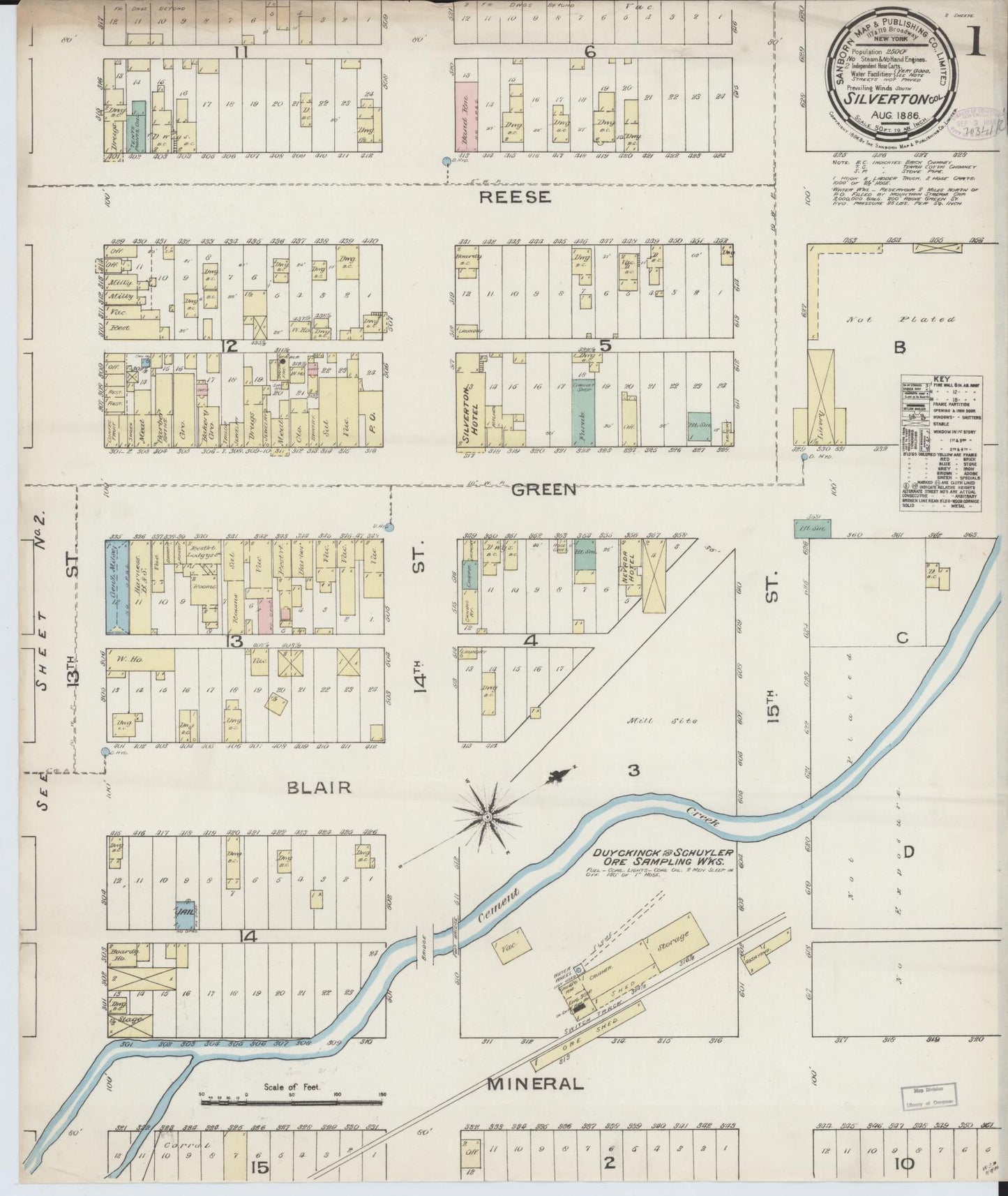 Sanborn Fire Insurance Map from Silverton, San Juan County, Colorado. (1886) – Historic Sanborn Fire Insurance Map Print