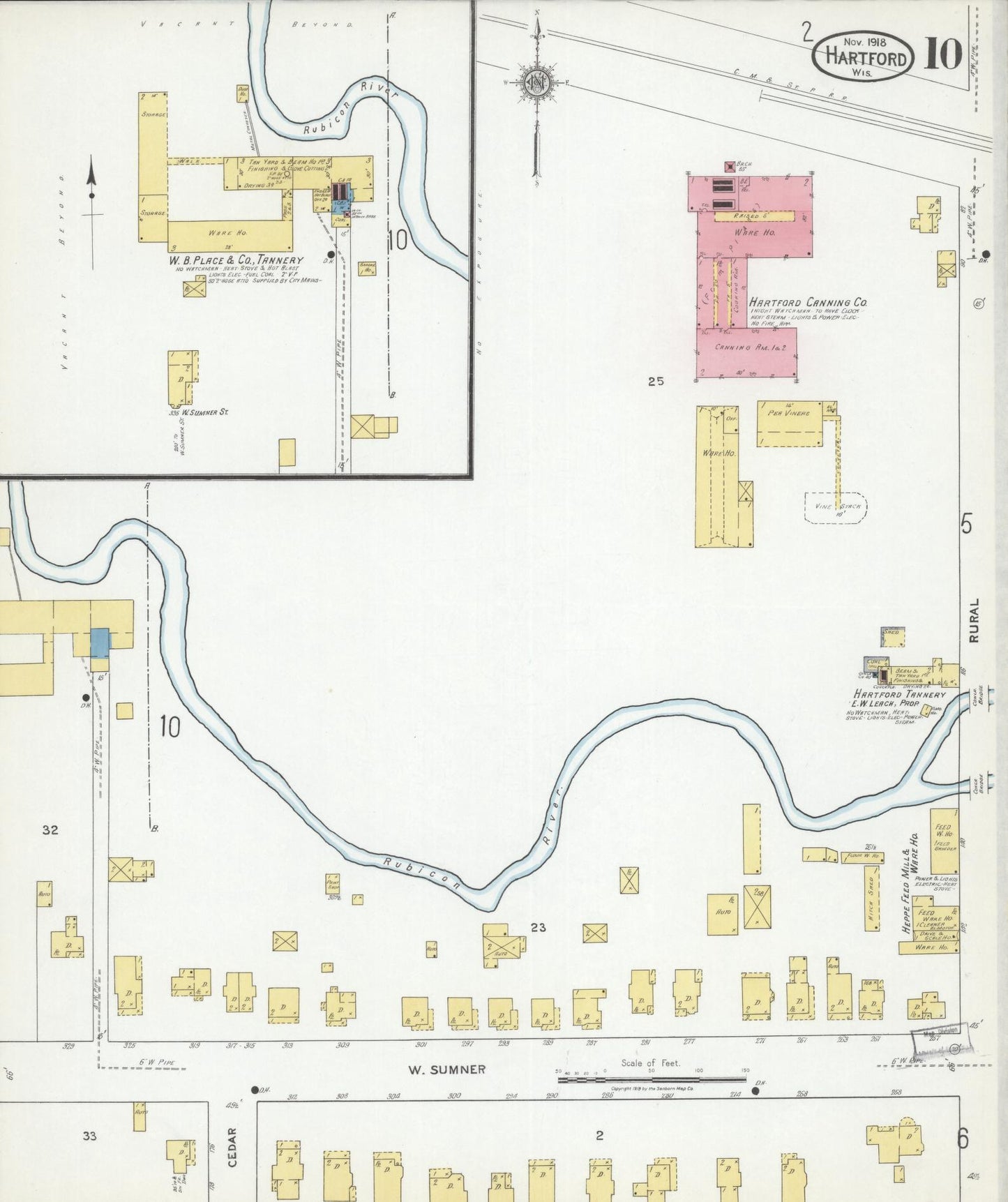 Sanborn Fire Insurance Map from Hartford, Washington County, Wisconsin (1918), Sheet #0010 - Historic Sanborn Fire Insurance Map Print, vintage old map wall art, antique decor, genealogy gift, Wisconsin Wisconsin map