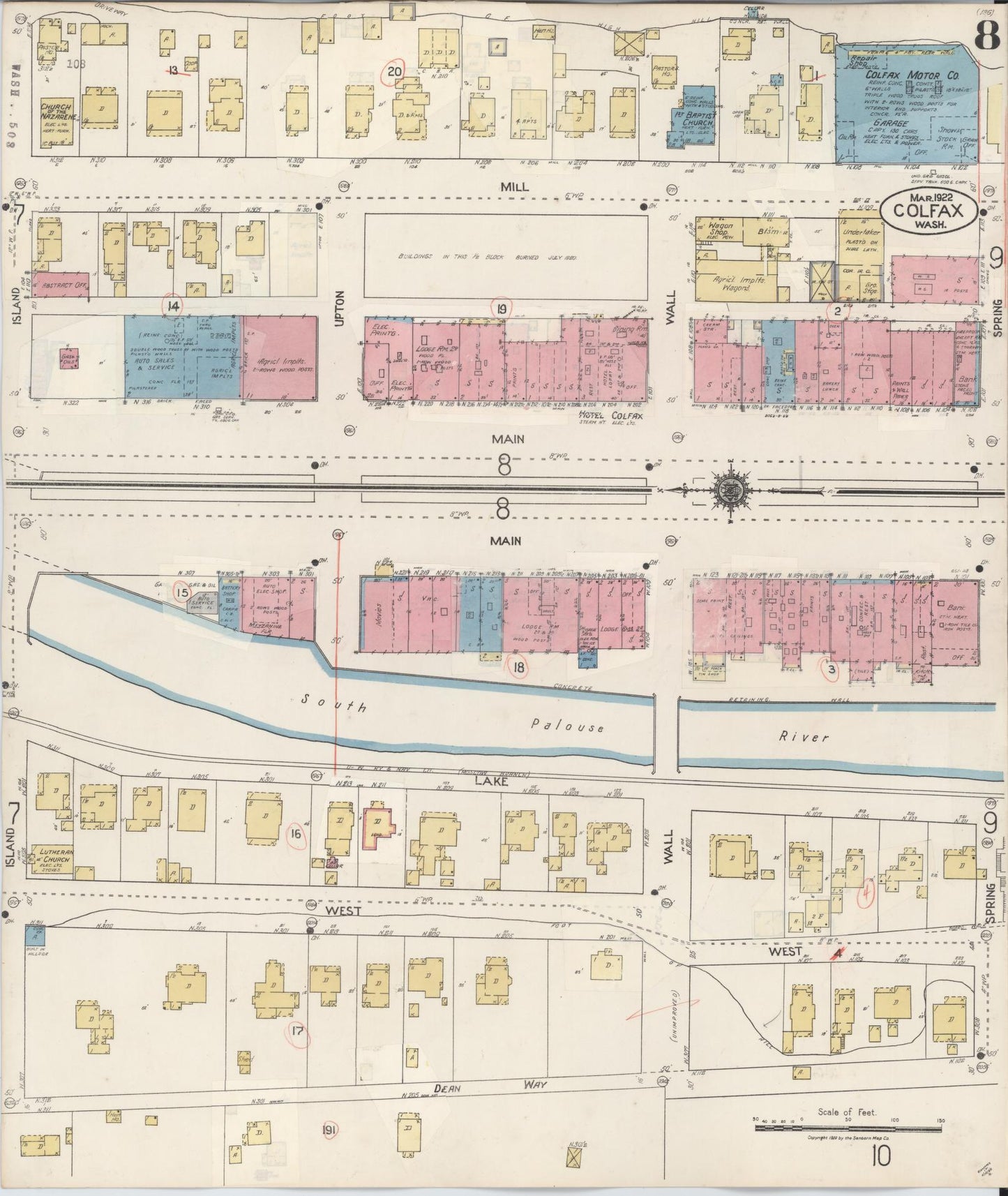 Sanborn Fire Insurance Map from Colfax, Whitman County, Washington (1939), Sheet #0008 - Historic Sanborn Fire Insurance Map Print, vintage old map wall art, antique decor, genealogy gift, Washington Washington map