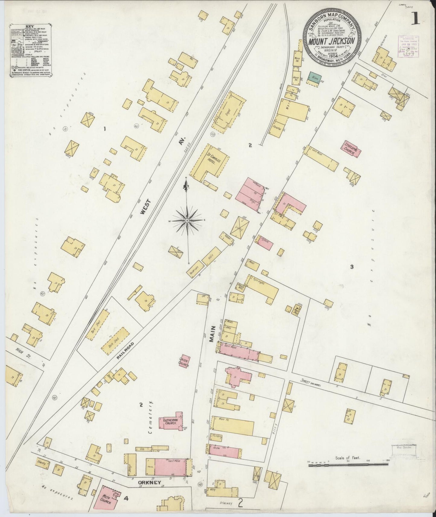 Sanborn Fire Insurance Map from Mount Jackson, Shenandoah County, Virginia. (1904) – Historic Sanborn Fire Insurance Map Print