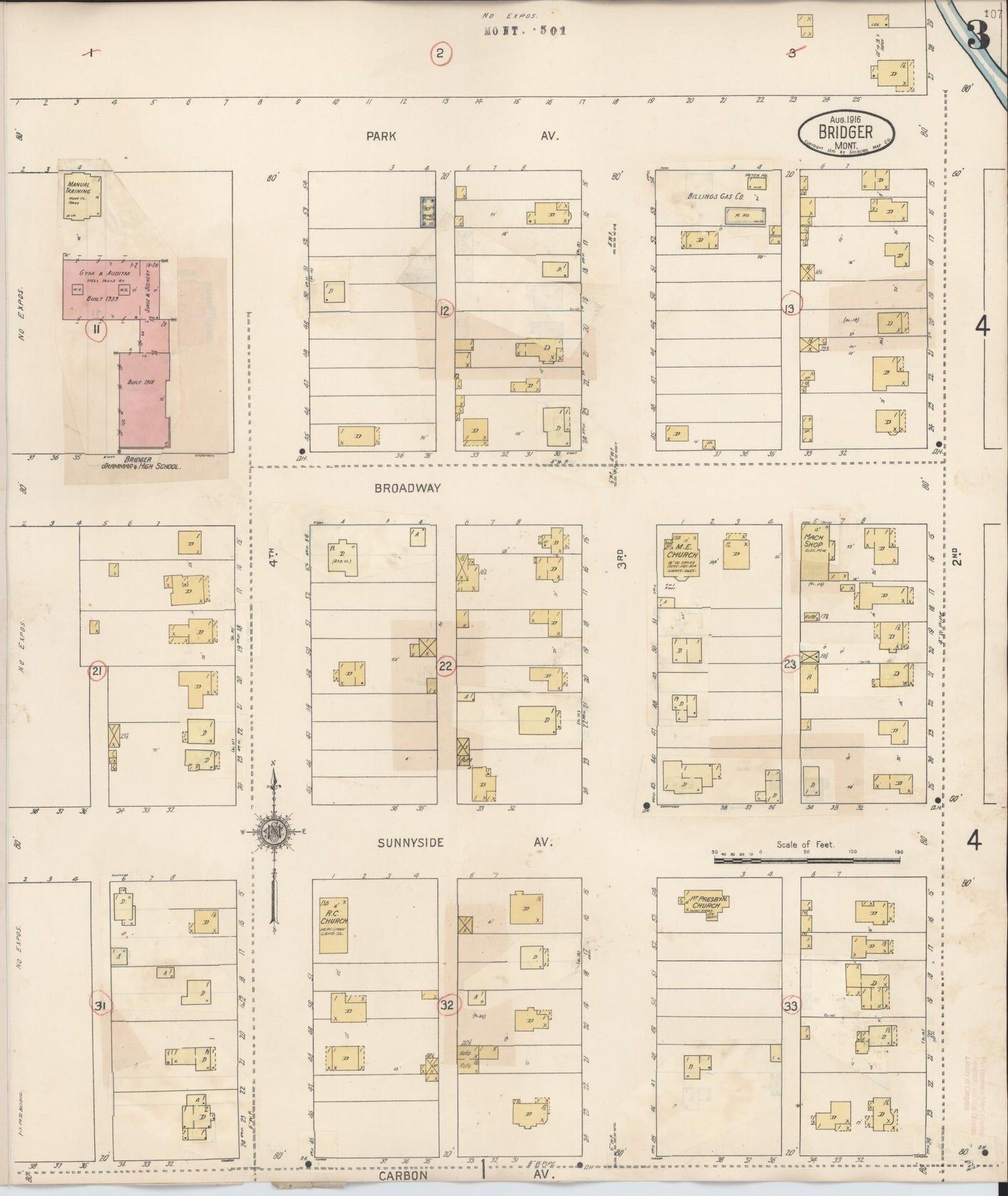 Sanborn Fire Insurance Map from Bridger, Carbon County, Montana (1940), Sheet #0003 - Complete Map Set gallery image, historic Sanborn map, vintage wall art, Montana Montana