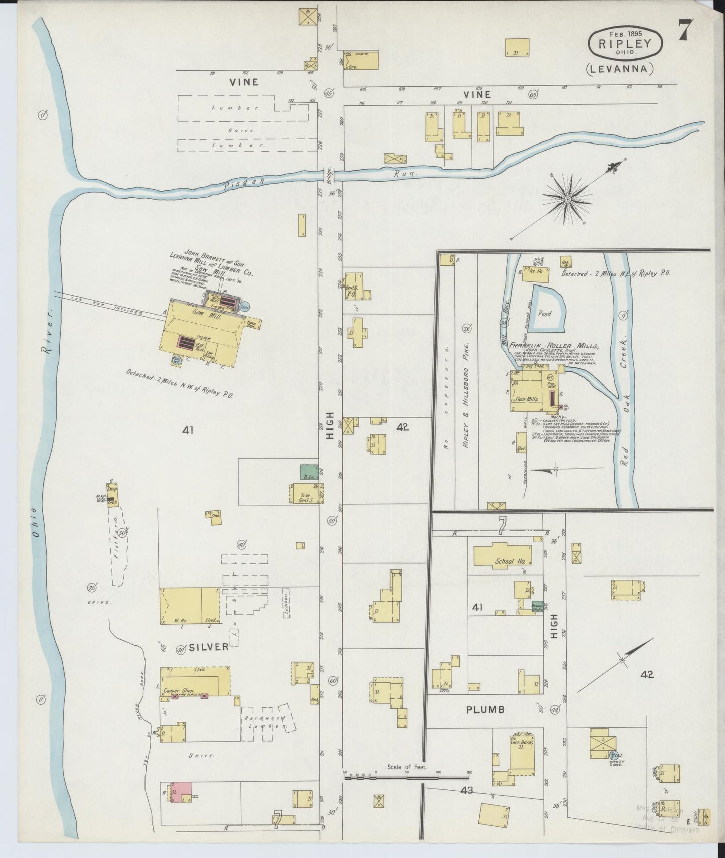 Sanborn Fire Insurance Map from Ripley, Brown County, Ohio (1895), Sheet #0007 - Complete Map Set gallery image, historic Sanborn map, vintage wall art, Ohio Ohio