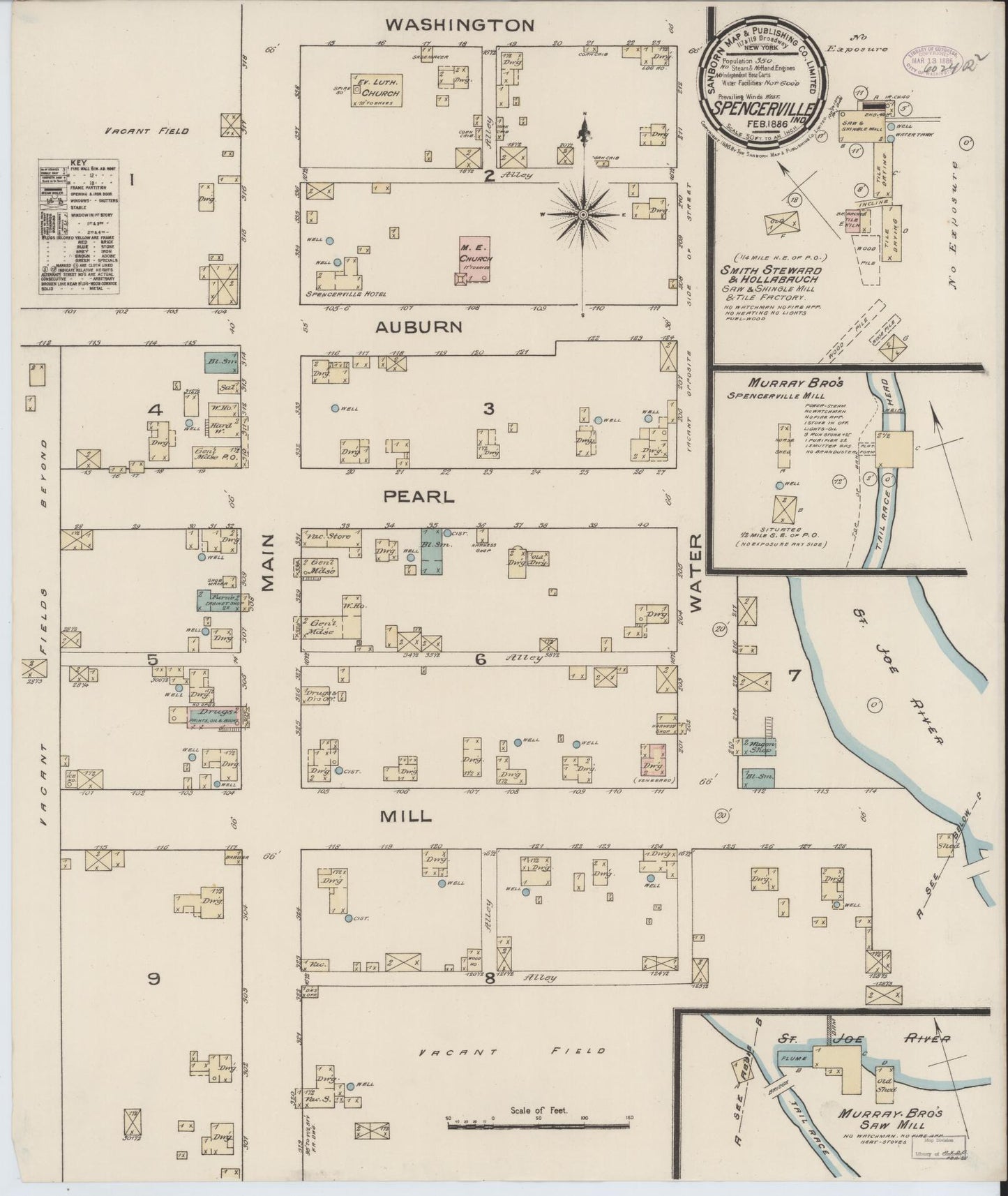 Sanborn Fire Insurance Map from Spencerville, De Kalb County, Indiana. (1886) – Historic Sanborn Fire Insurance Map Print