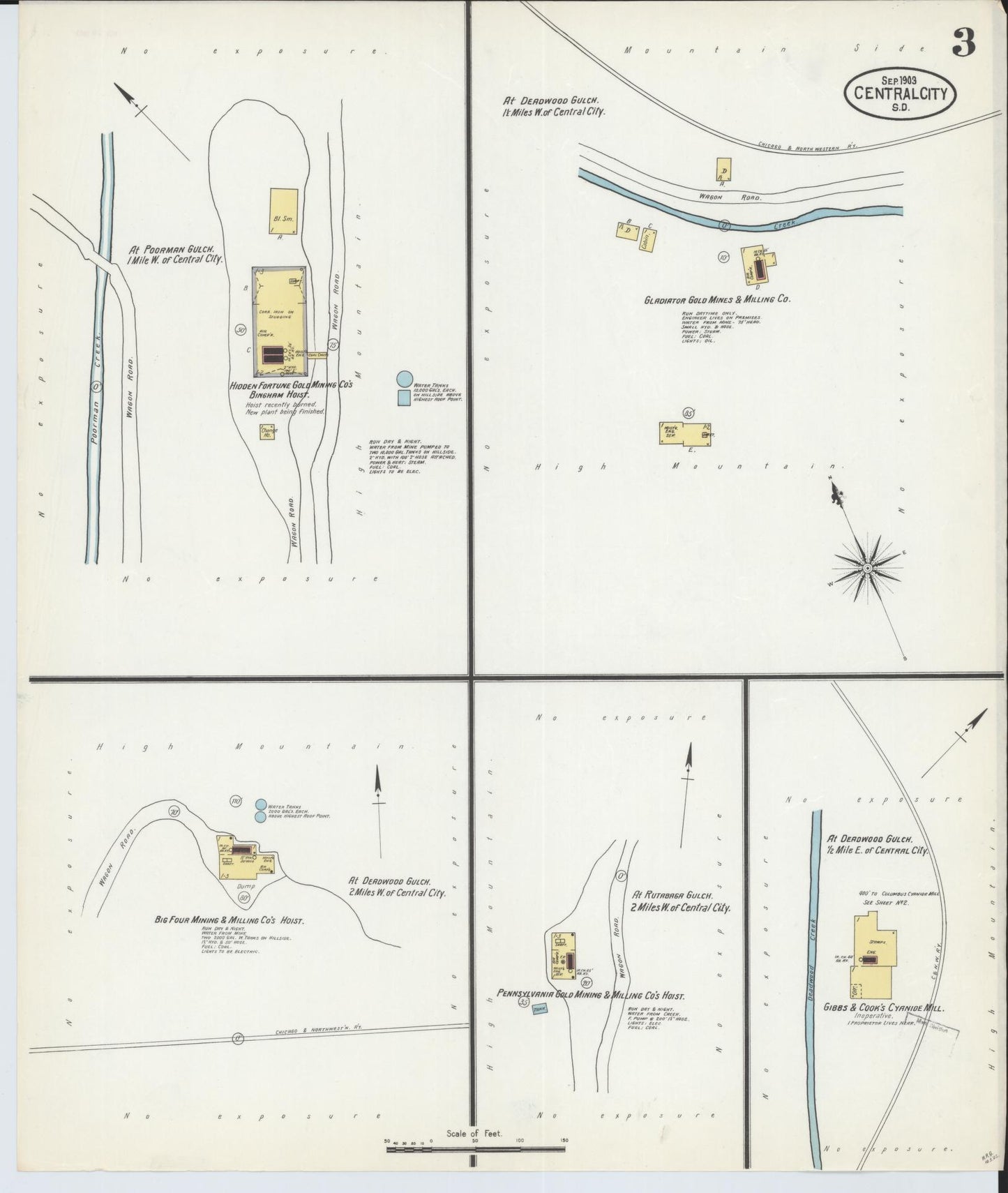 Sanborn Fire Insurance Map from Central City, Lawrence County, South Dakota (1903), Sheet #0003 - Complete Map Set gallery image, historic Sanborn map, vintage wall art, South Dakota South Dakota