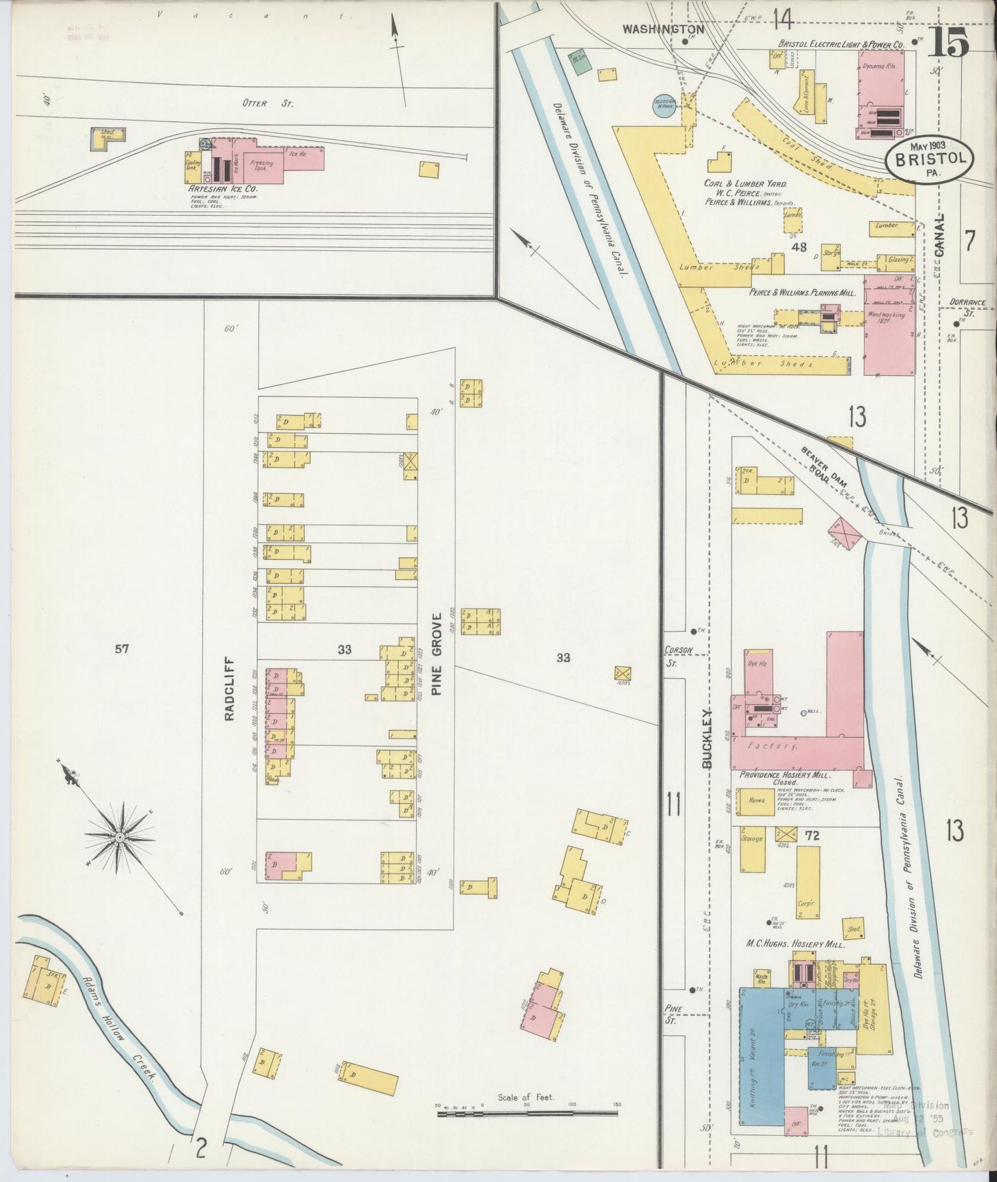 Sanborn Fire Insurance Map from Bristol, Bucks County, Pennsylvania (1903), Sheet #0015 - Historic Sanborn Fire Insurance Map Print, vintage old map wall art, antique decor, genealogy gift, Pennsylvania Pennsylvania map