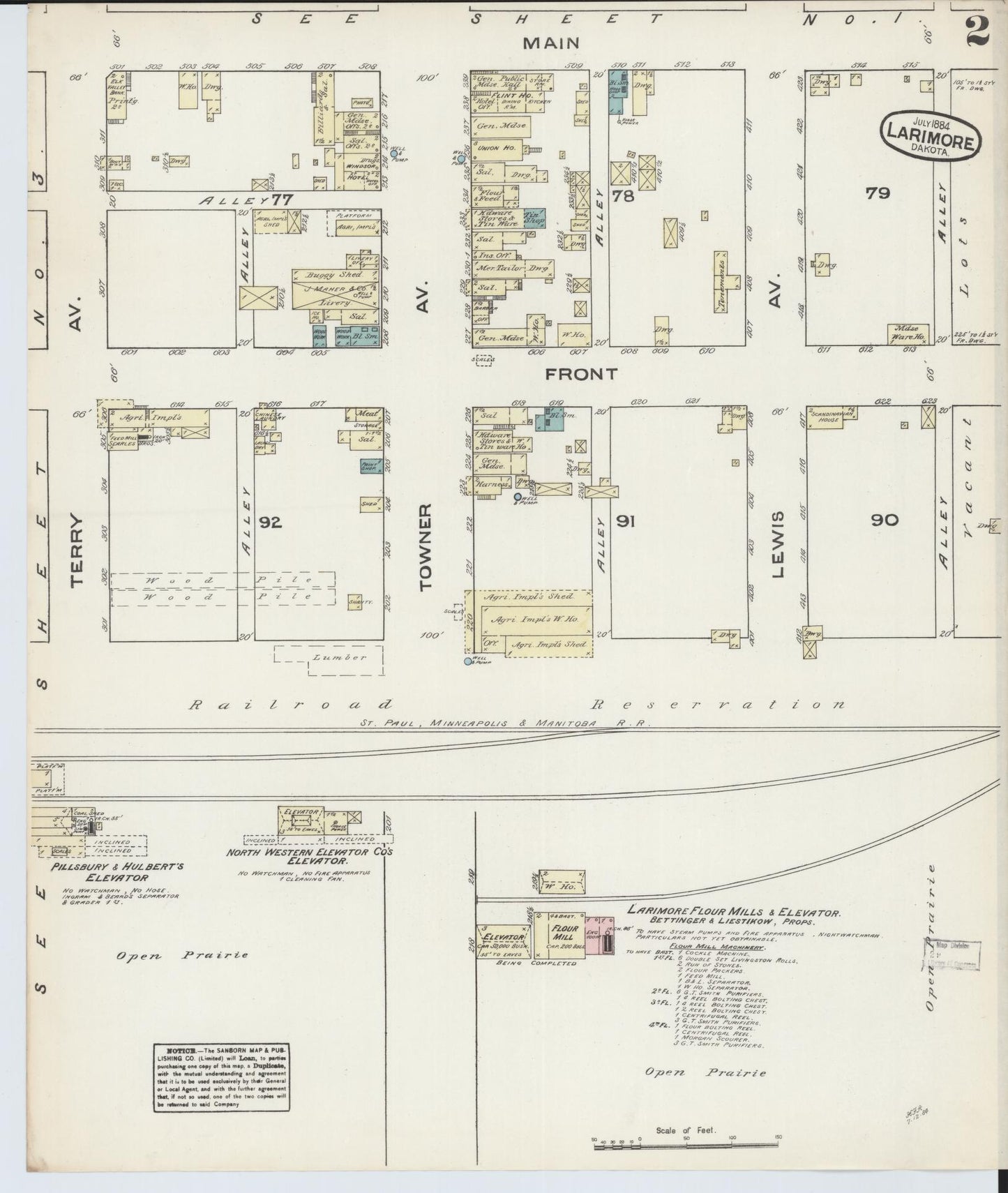 Sanborn Fire Insurance Map from Larimore, Grand Forks County, North Dakota (1884), Sheet #0002 - Historic Sanborn Fire Insurance Map Print, vintage old map wall art, antique decor, genealogy gift, North Dakota North Dakota map