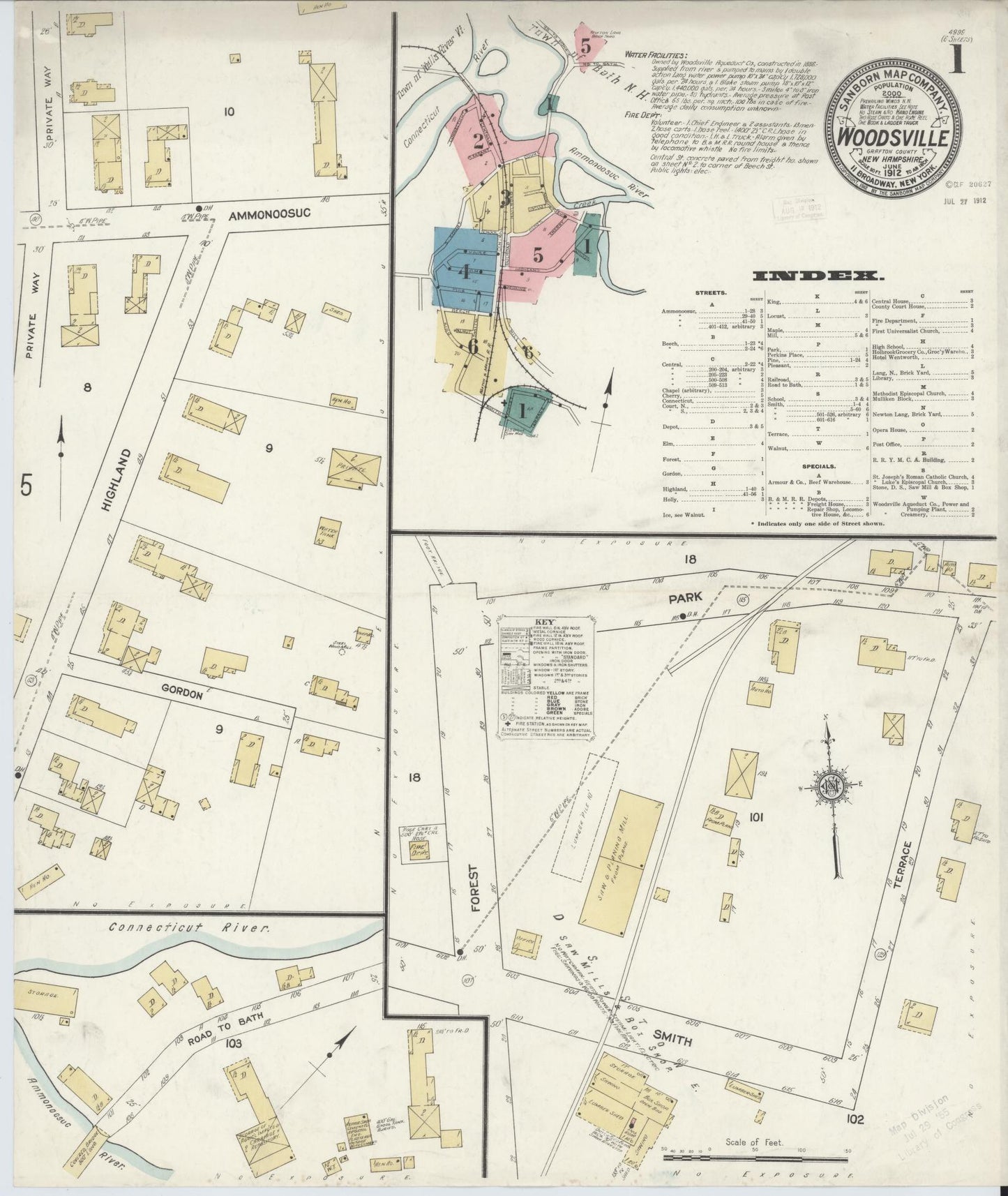 Sanborn Fire Insurance Map from Woodsville, Grafton County, New Hampshire. (1912) – Historic Sanborn Fire Insurance Map Print