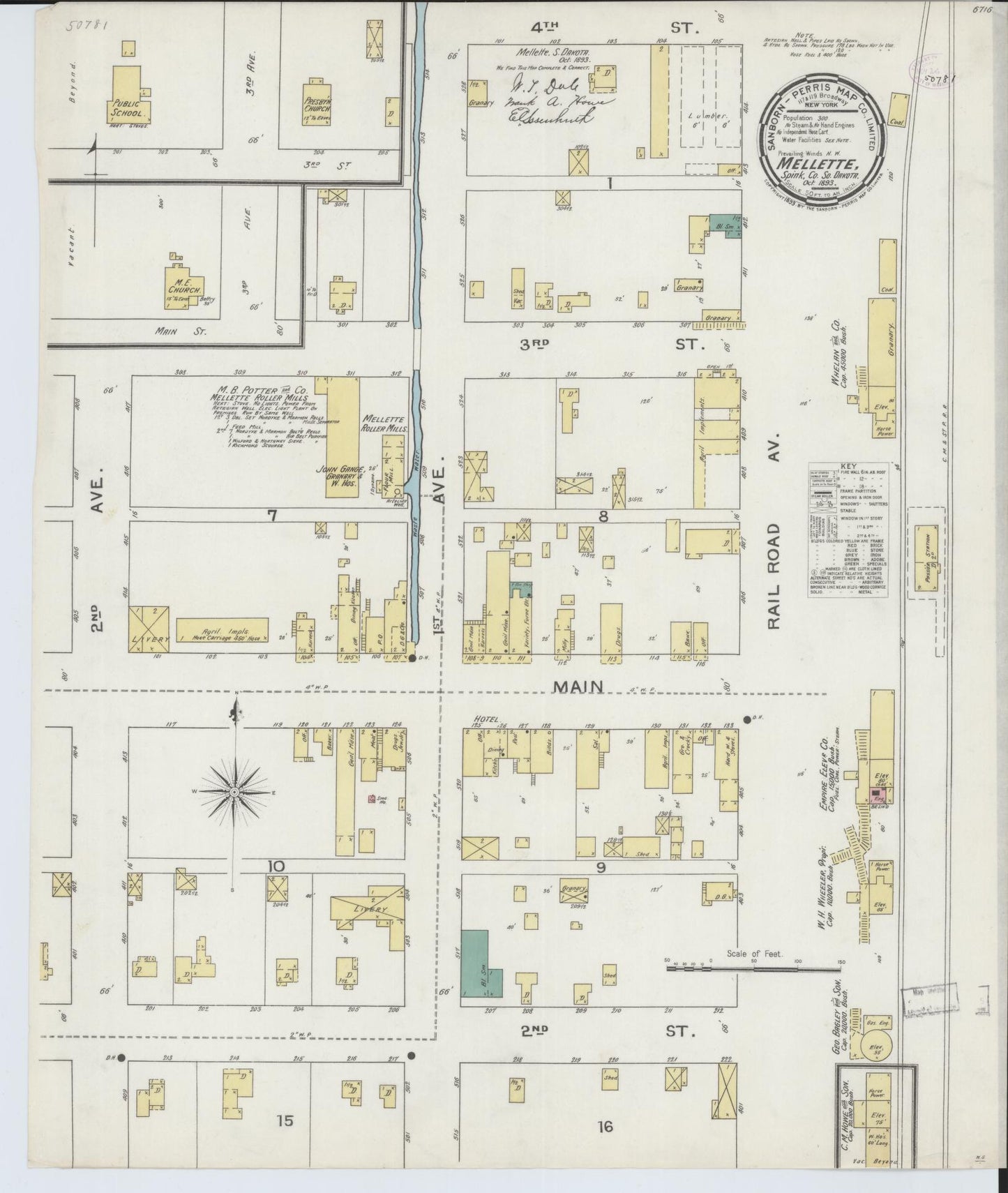 Sanborn Fire Insurance Map from Mellette, Spink County, South Dakota (1893), Sheet #0001 - Historic Sanborn Fire Insurance Map Print, vintage old map wall art, antique decor, genealogy gift, South Dakota South Dakota map