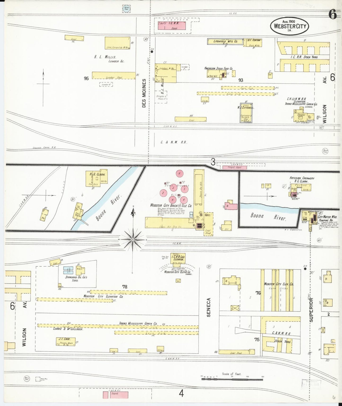 Sanborn Fire Insurance Map from Webster City, Hamilton County, Iowa (1900), Sheet #0006 - Historic Sanborn Fire Insurance Map Print