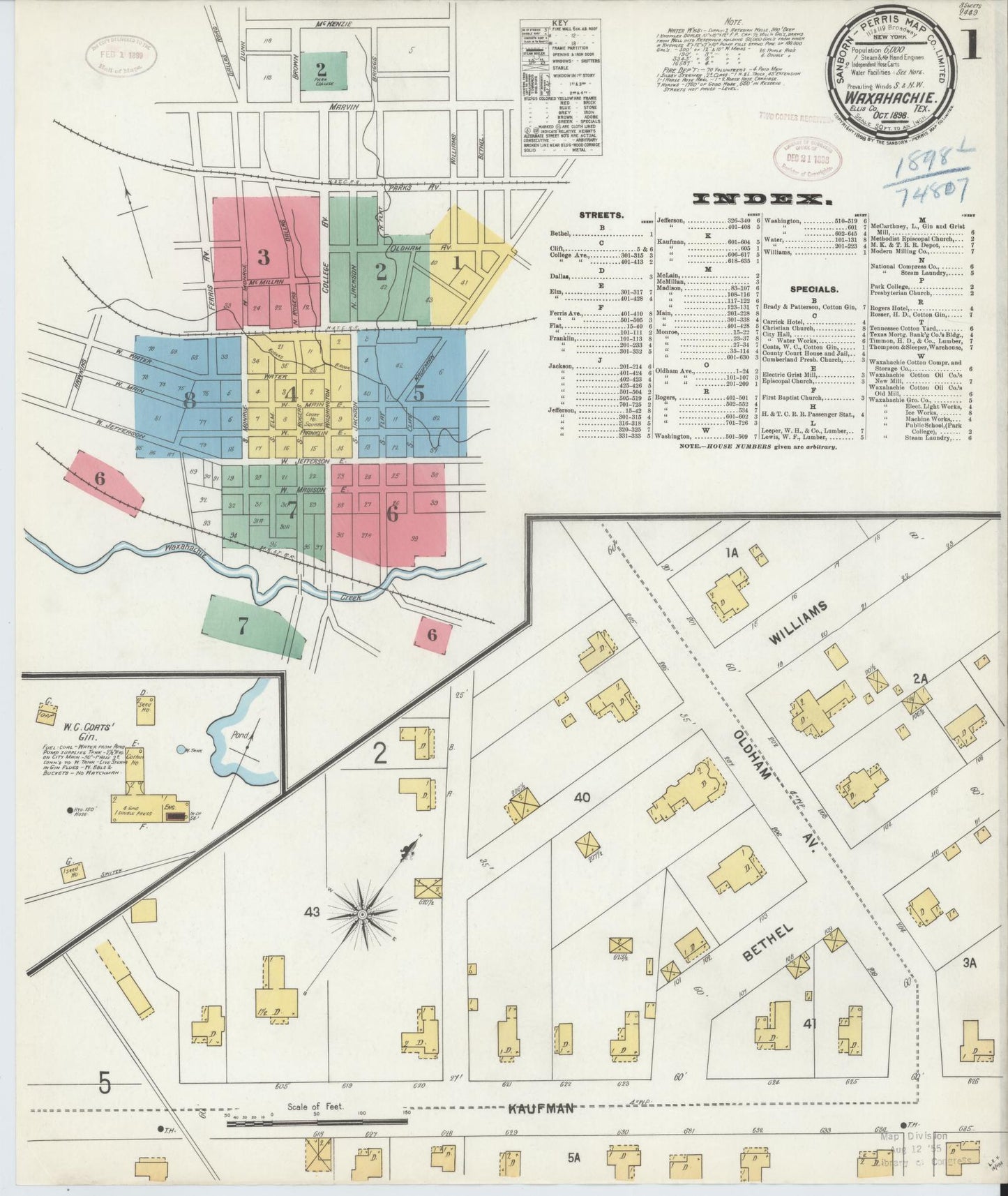Sanborn Fire Insurance Map from Waxahachie, Ellis County, Texas. (1898) – Historic Sanborn Fire Insurance Map Print