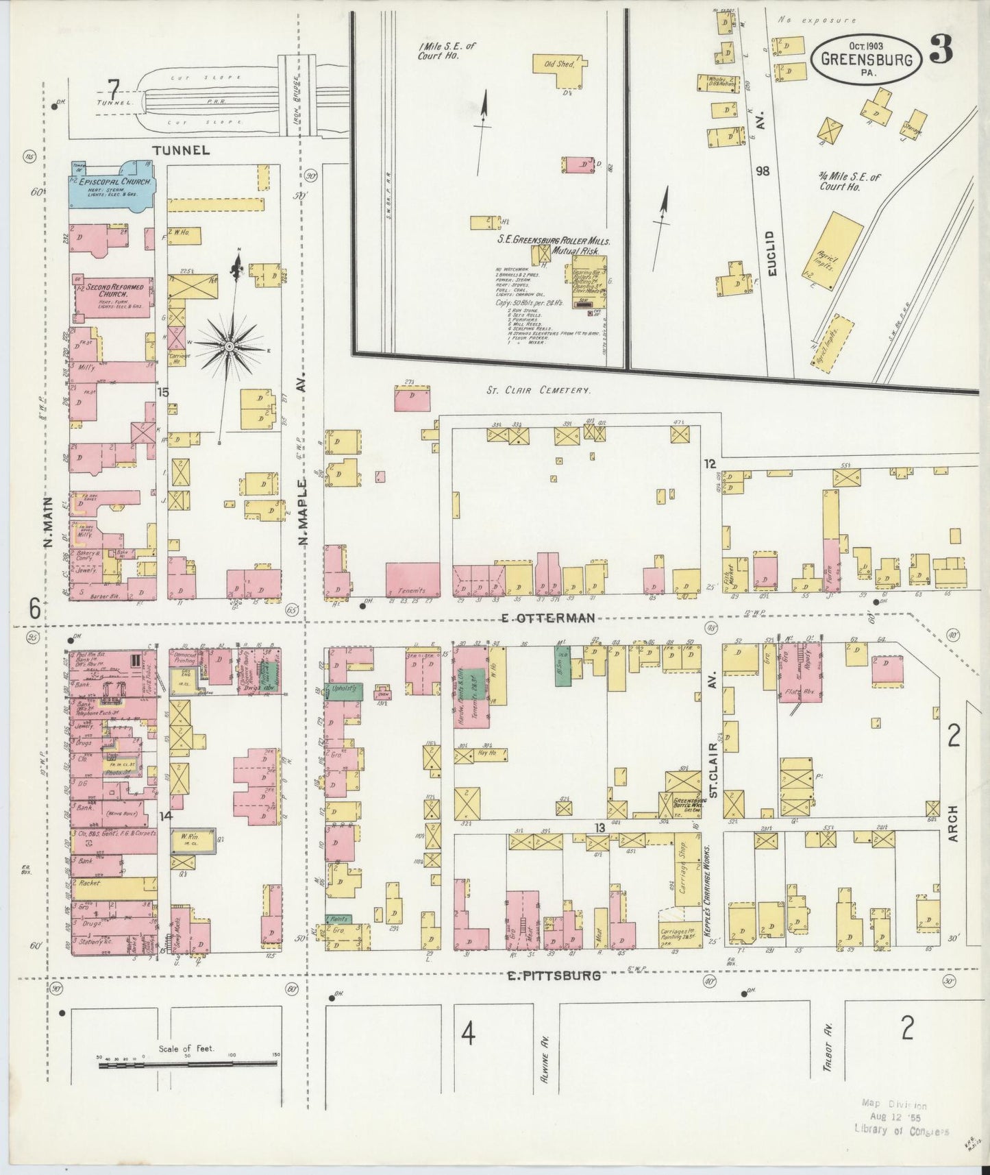 Sanborn Fire Insurance Map from Greensburg, Westmoreland County, Pennsylvania (1903), Sheet #0003 - Historic Sanborn Fire Insurance Map Print, vintage old map wall art, antique decor, genealogy gift, Pennsylvania Pennsylvania map