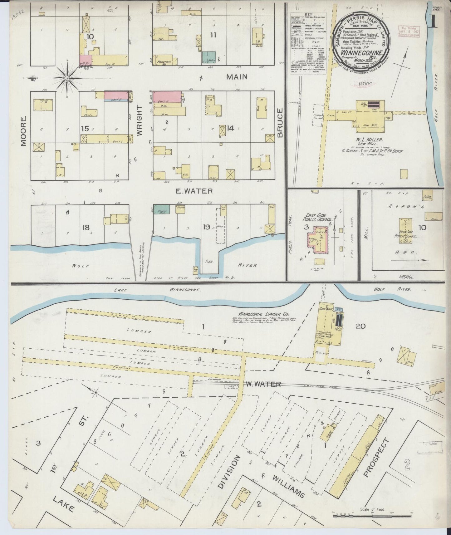Sanborn Fire Insurance Map from Winneconne, Winnebago County, Wisconsin (1893), Sheet #0001 - Historic Sanborn Fire Insurance Map Print, vintage old map wall art, antique decor, genealogy gift, Wisconsin Wisconsin map