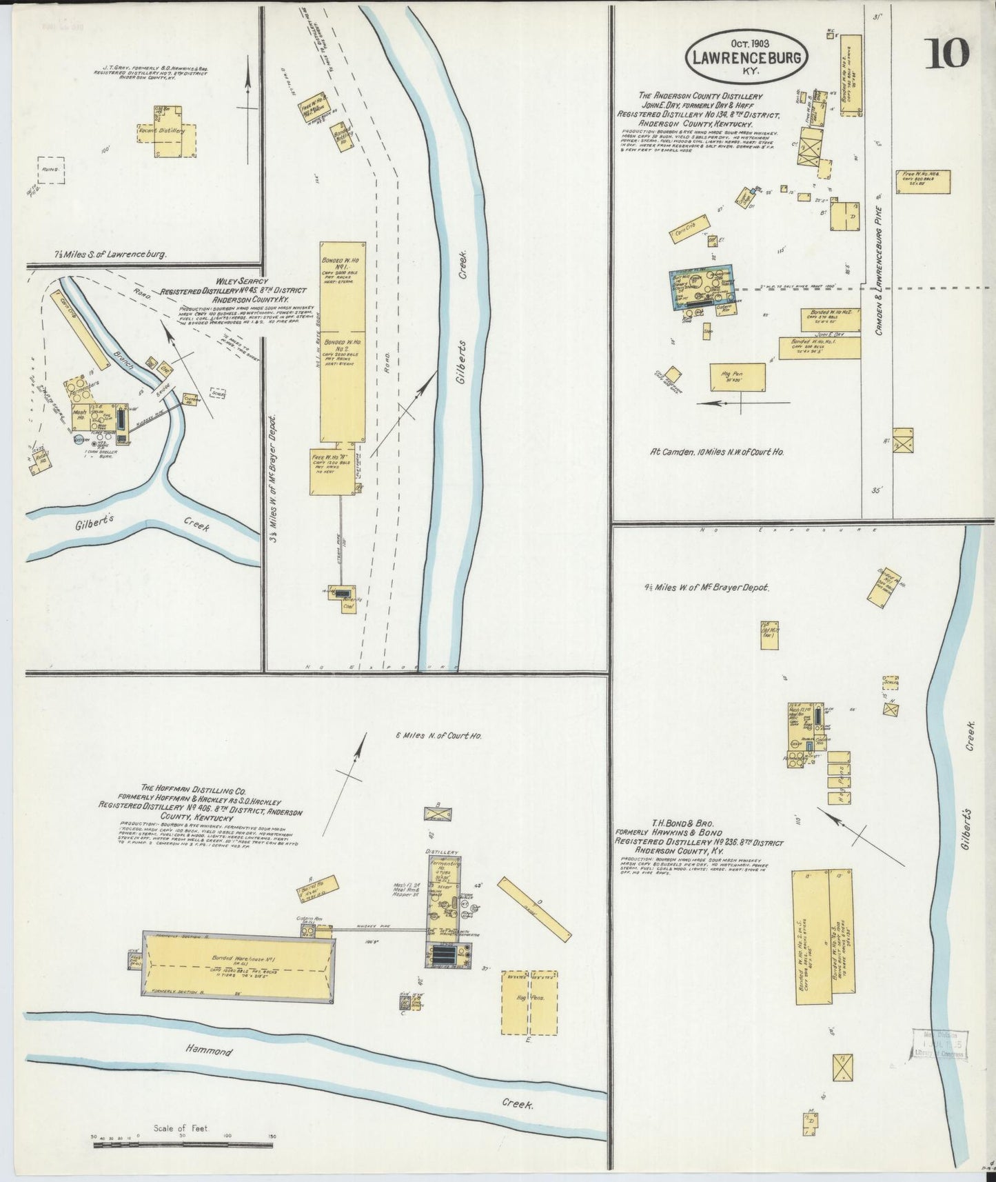 Sanborn Fire Insurance Map from Lawrenceburg, Anderson County, Kentucky (1903), Sheet #0010 - Complete Map Set gallery image, historic Sanborn map, vintage wall art, Kentucky Kentucky