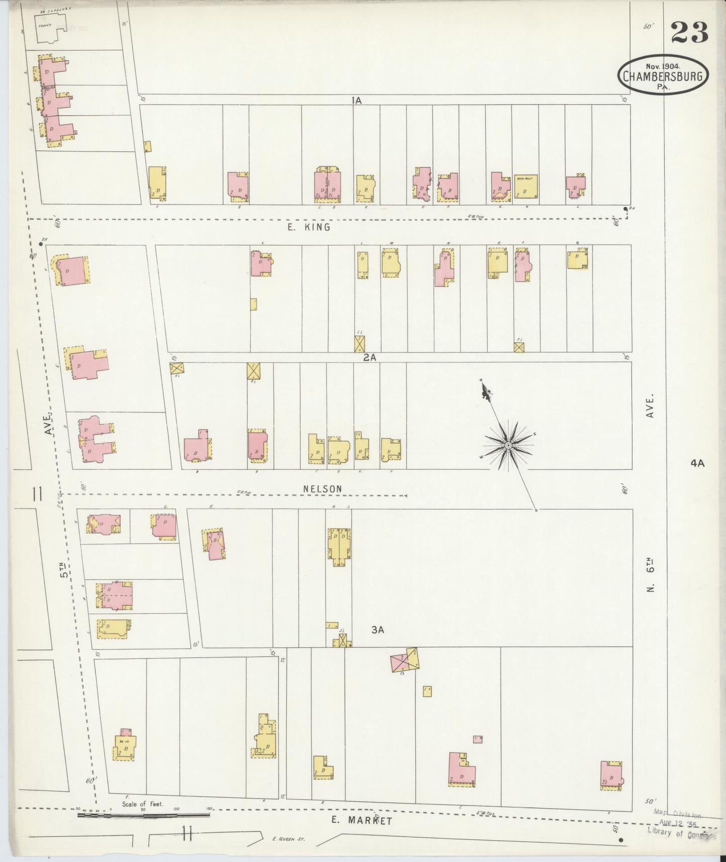 Sanborn Fire Insurance Map from Chambersburg, Franklin County, Pennsylvania (1904), Sheet #0023 - Historic Sanborn Fire Insurance Map Print, vintage old map wall art, antique decor, genealogy gift, Pennsylvania Pennsylvania map