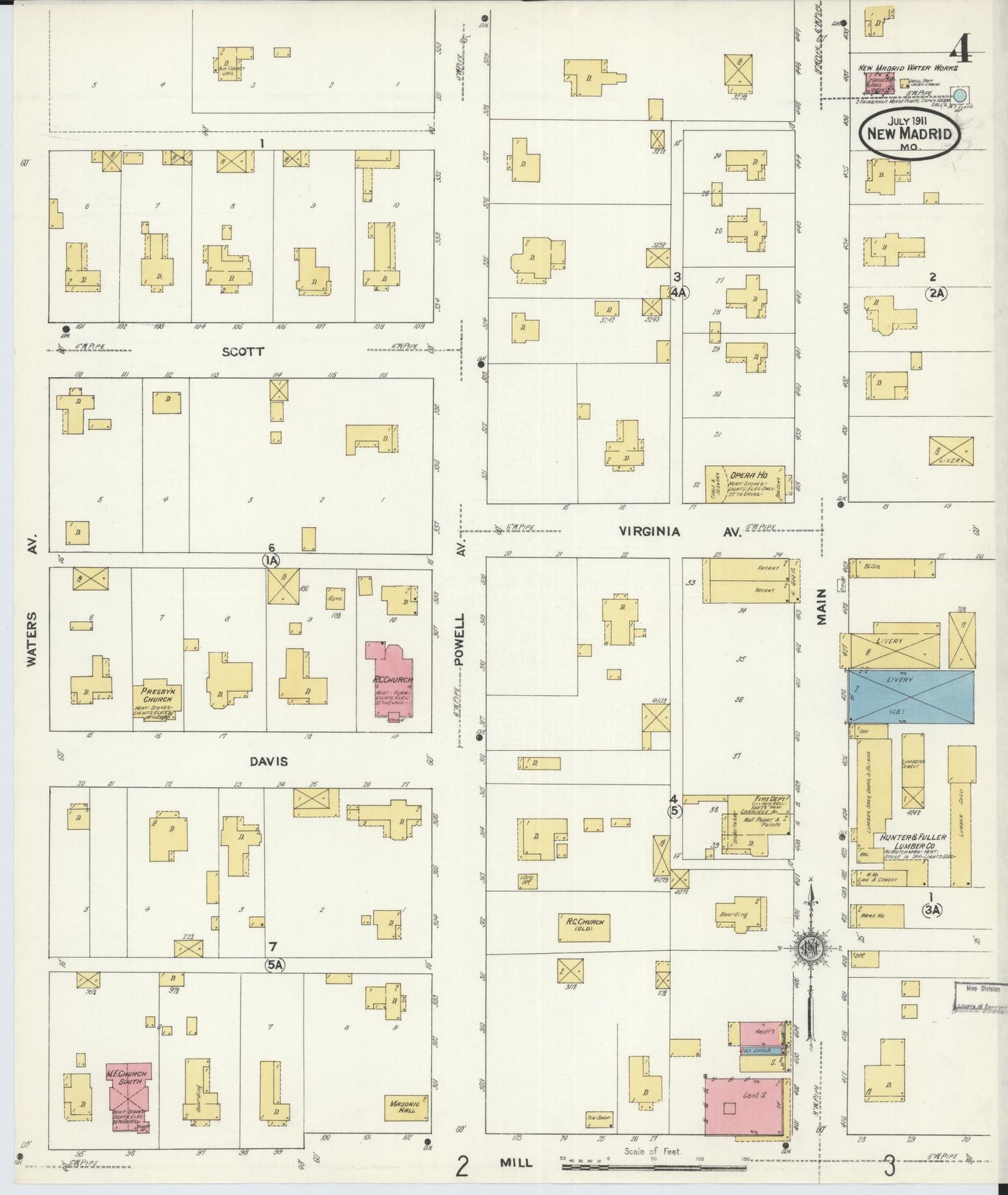 Sanborn Fire Insurance Map from New Madrid, New Madrid County, Missouri (1911), Sheet #0004 - Complete Map Set gallery image, historic Sanborn map, vintage wall art, Missouri Missouri