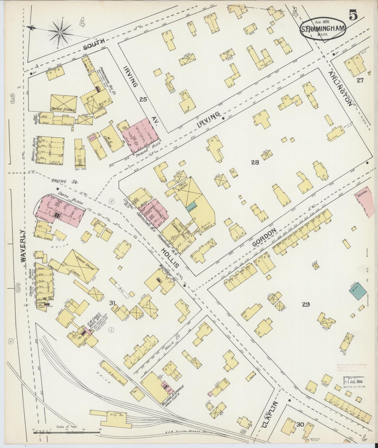 Sanborn Fire Insurance Map from South Farmington, Middlesex County, Massachusetts (1892), Sheet #0005 - Historic Sanborn Fire Insurance Map Print, vintage old map wall art, antique decor, genealogy gift, Massachusetts Massachusetts map