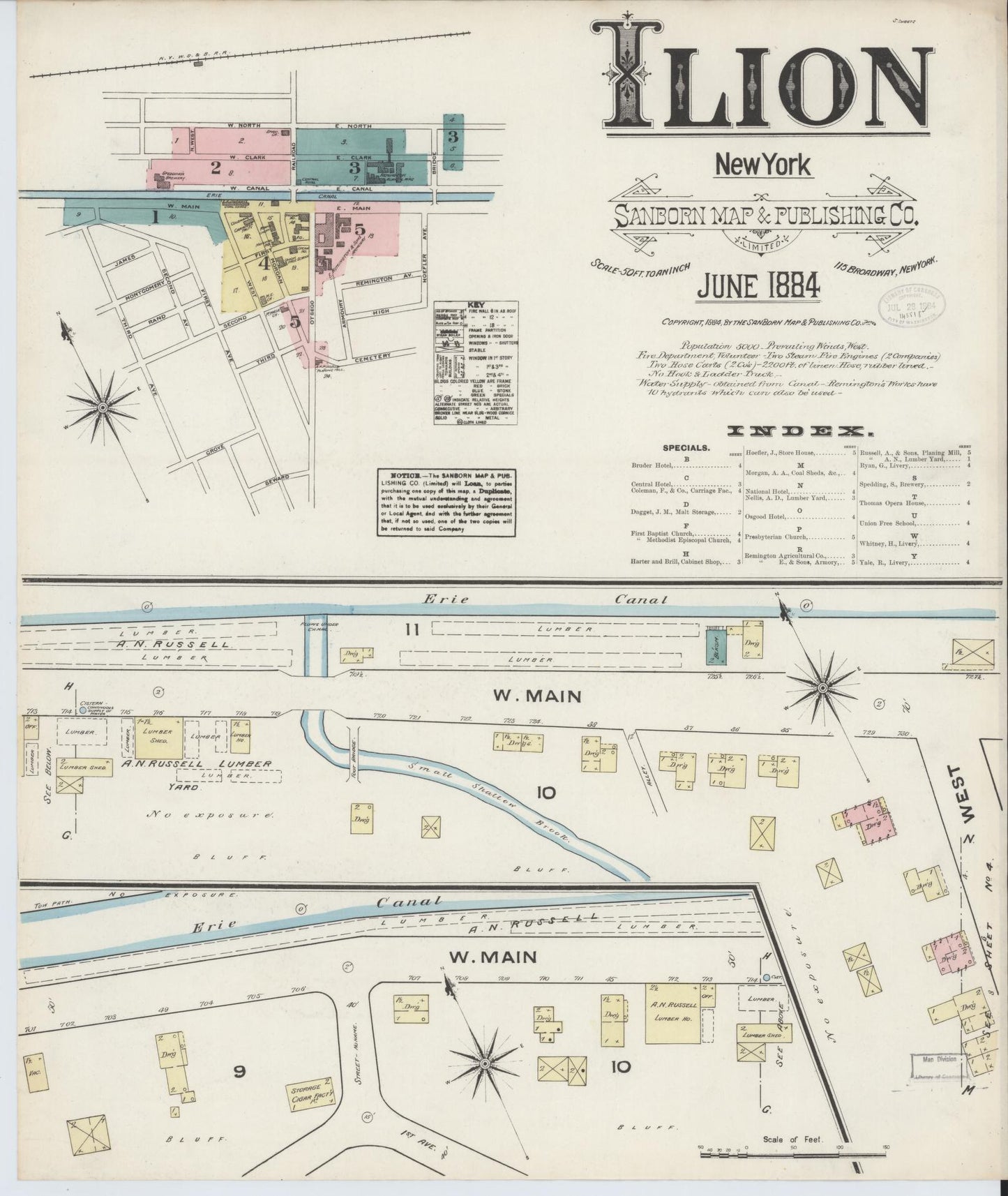 Sanborn Fire Insurance Map from Ilion, Herkimer County, New York. (1884) – Historic Sanborn Fire Insurance Map Print