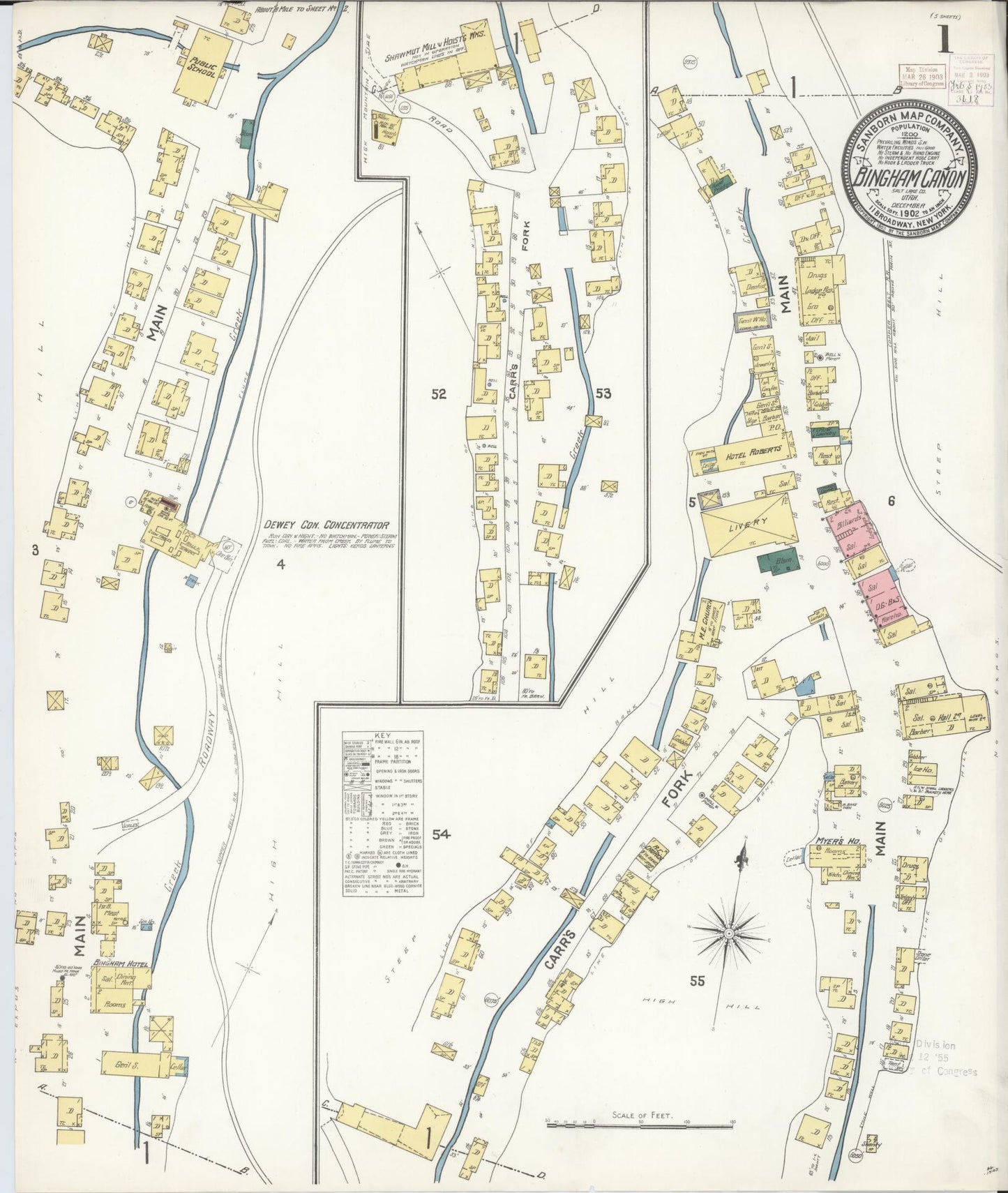Sanborn Fire Insurance Map from Bingham Canyon, Salt Lake County, Utah. (1902) – Historic Sanborn Fire Insurance Map Print