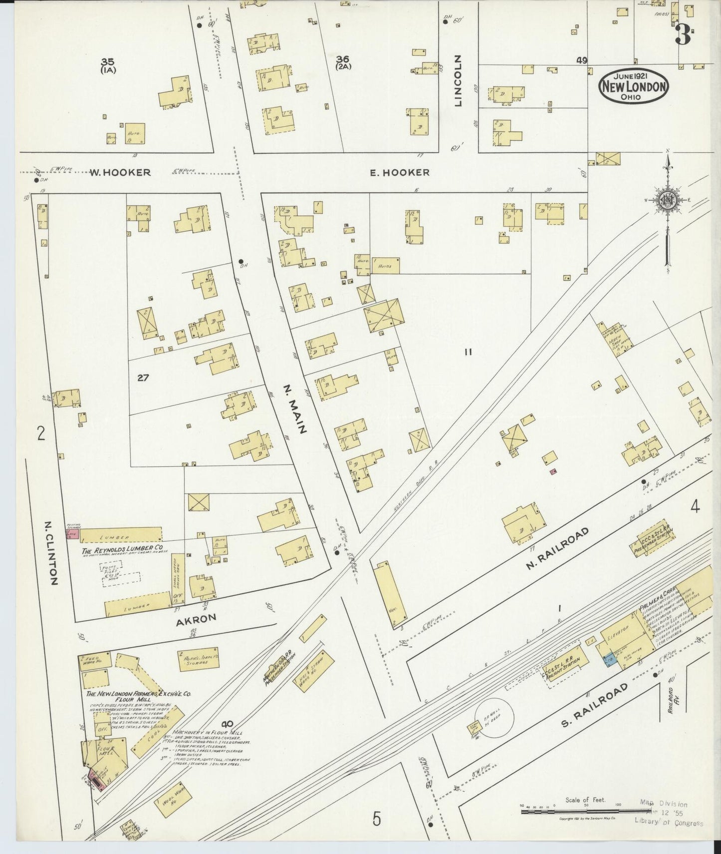 Sanborn Fire Insurance Map from New London, Huron County, Ohio (1921), Sheet #0003 - Historic Sanborn Fire Insurance Map Print, vintage old map wall art, antique decor, genealogy gift, Ohio Ohio map