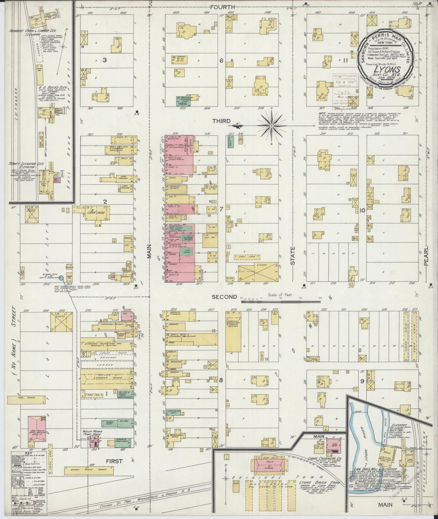 Sanborn Fire Insurance Map from Lyons, Burt County, Nebraska (1900), Sheet #0001 - Historic Sanborn Fire Insurance Map Print, vintage old map wall art, antique decor, genealogy gift, Nebraska Nebraska map