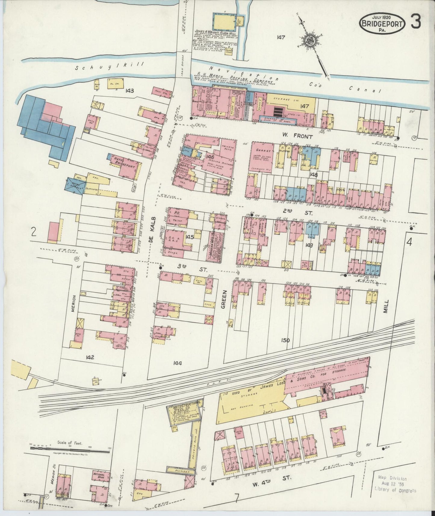 Sanborn Fire Insurance Map from Bridgeport, Montgomery County, Pennsylvania (1920), Sheet #0003 - Historic Sanborn Fire Insurance Map Print, vintage old map wall art, antique decor, genealogy gift, Pennsylvania Pennsylvania map
