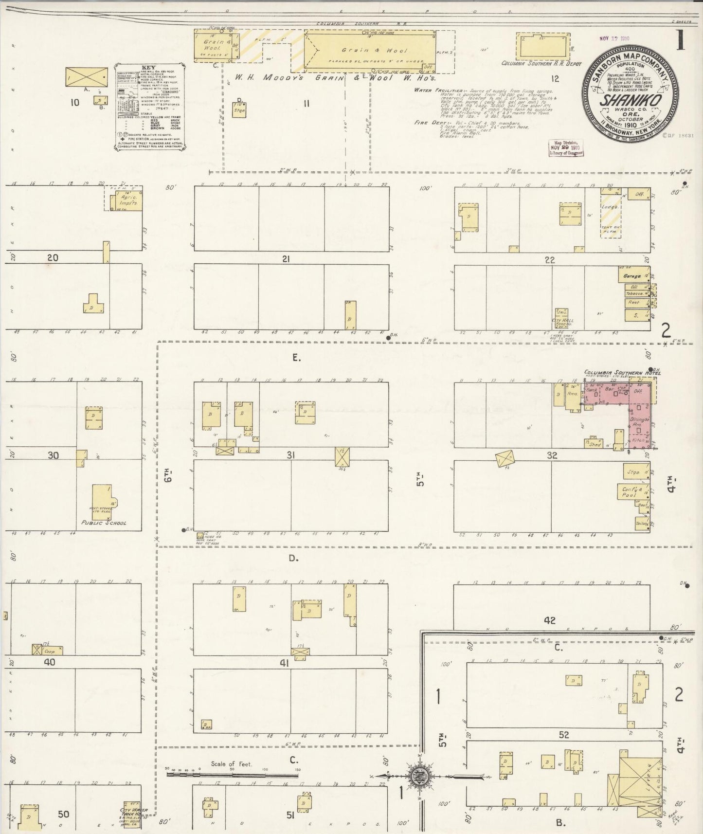 Sanborn Fire Insurance Map from Shaniko, Wasco County, Oregon. (1910) – Historic Sanborn Fire Insurance Map Print