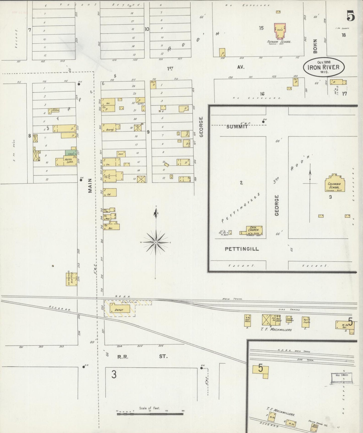 Sanborn Fire Insurance Map from Iron River, Bayfield County, Wisconsin (1898), Sheet #0005 - Complete Map Set gallery image, historic Sanborn map, vintage wall art, Wisconsin Wisconsin