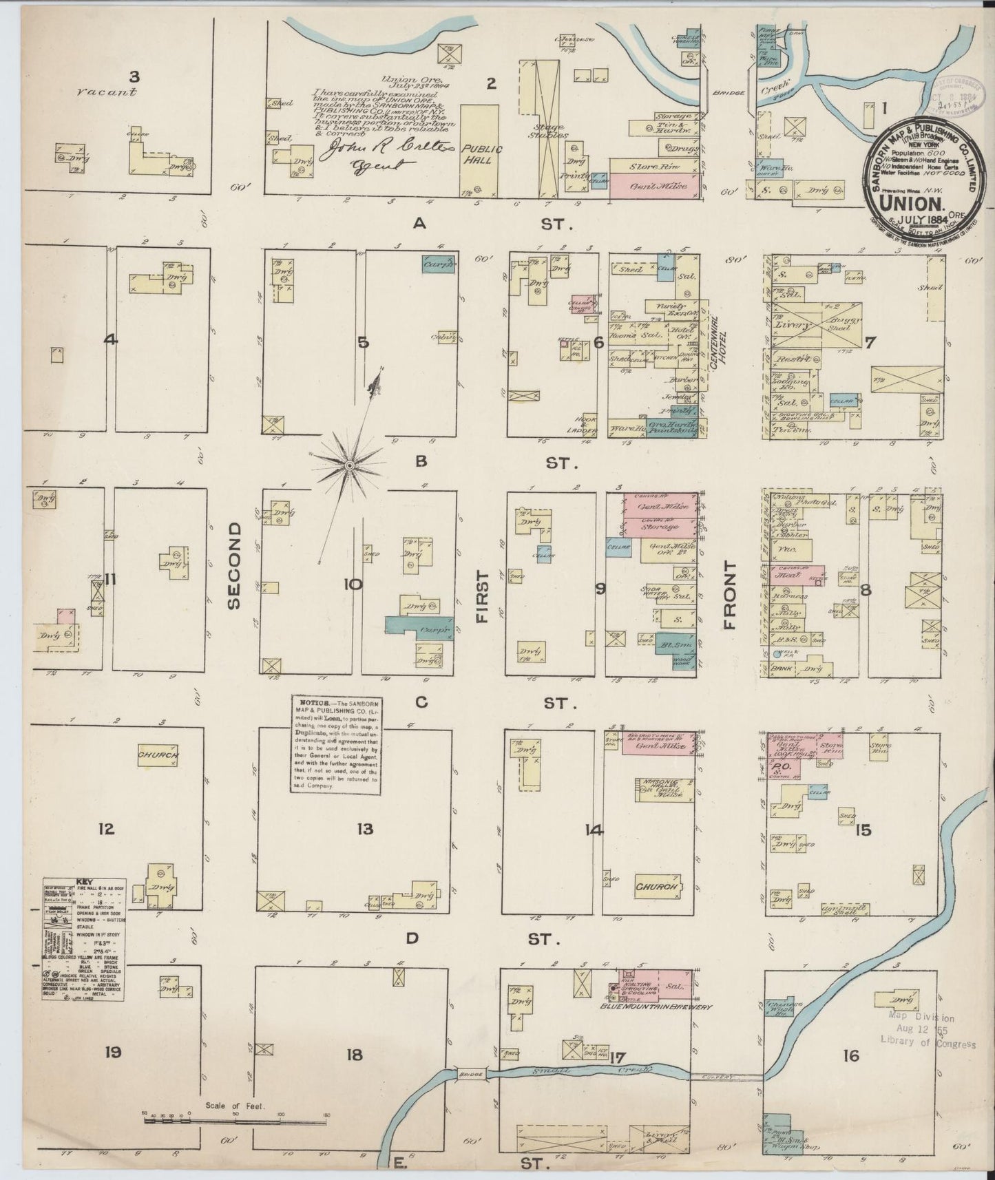 Sanborn Fire Insurance Map from Union, Union County, Oregon (1884), Sheet #0001 - Historic Sanborn Fire Insurance Map Print, vintage old map wall art, antique decor, genealogy gift, Oregon Oregon map