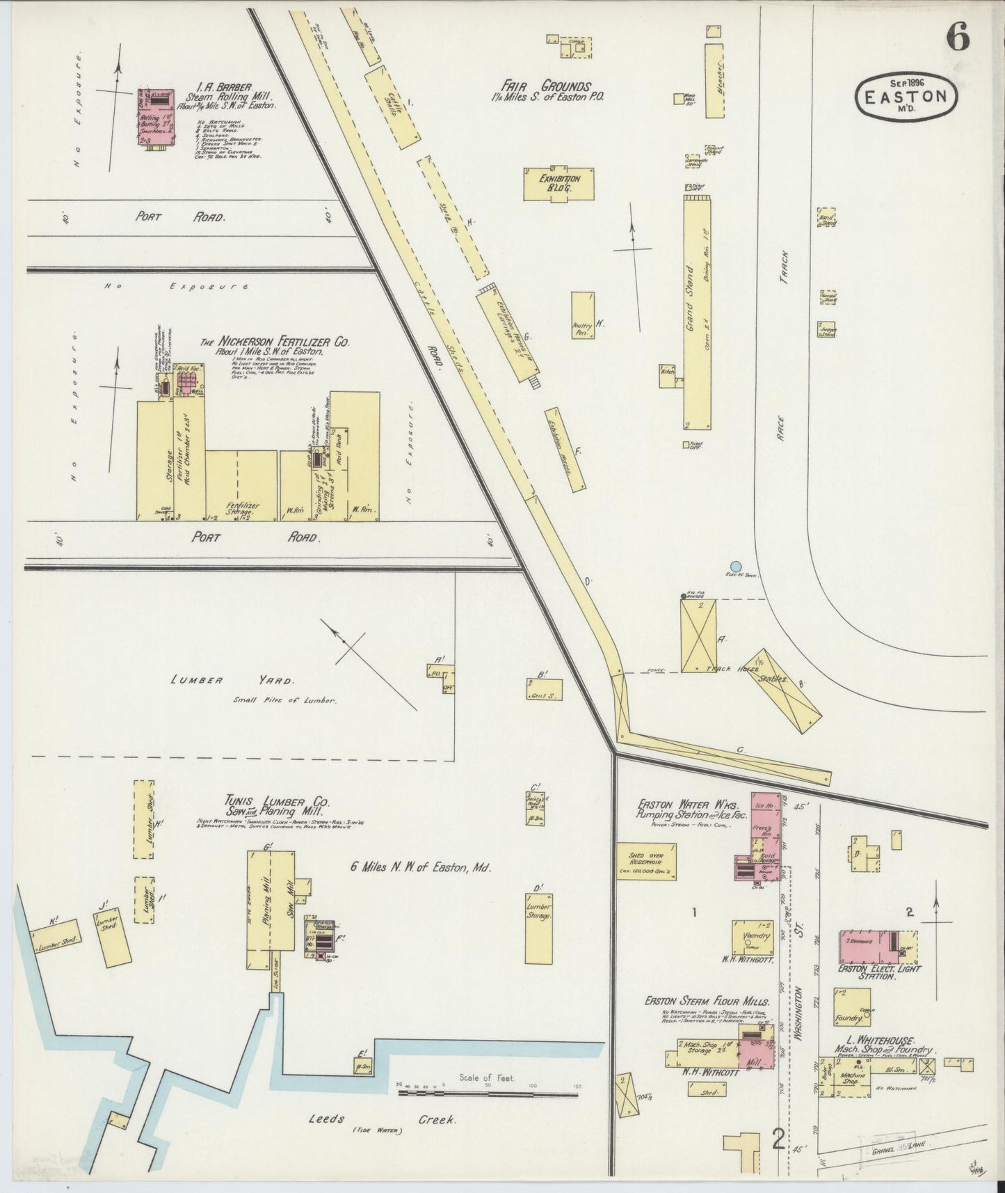 Sanborn Fire Insurance Map from Easton, Talbot County, Maryland (1896), Sheet #0006 - Historic Sanborn Fire Insurance Map Print, vintage old map wall art, antique decor, genealogy gift, Maryland Maryland map