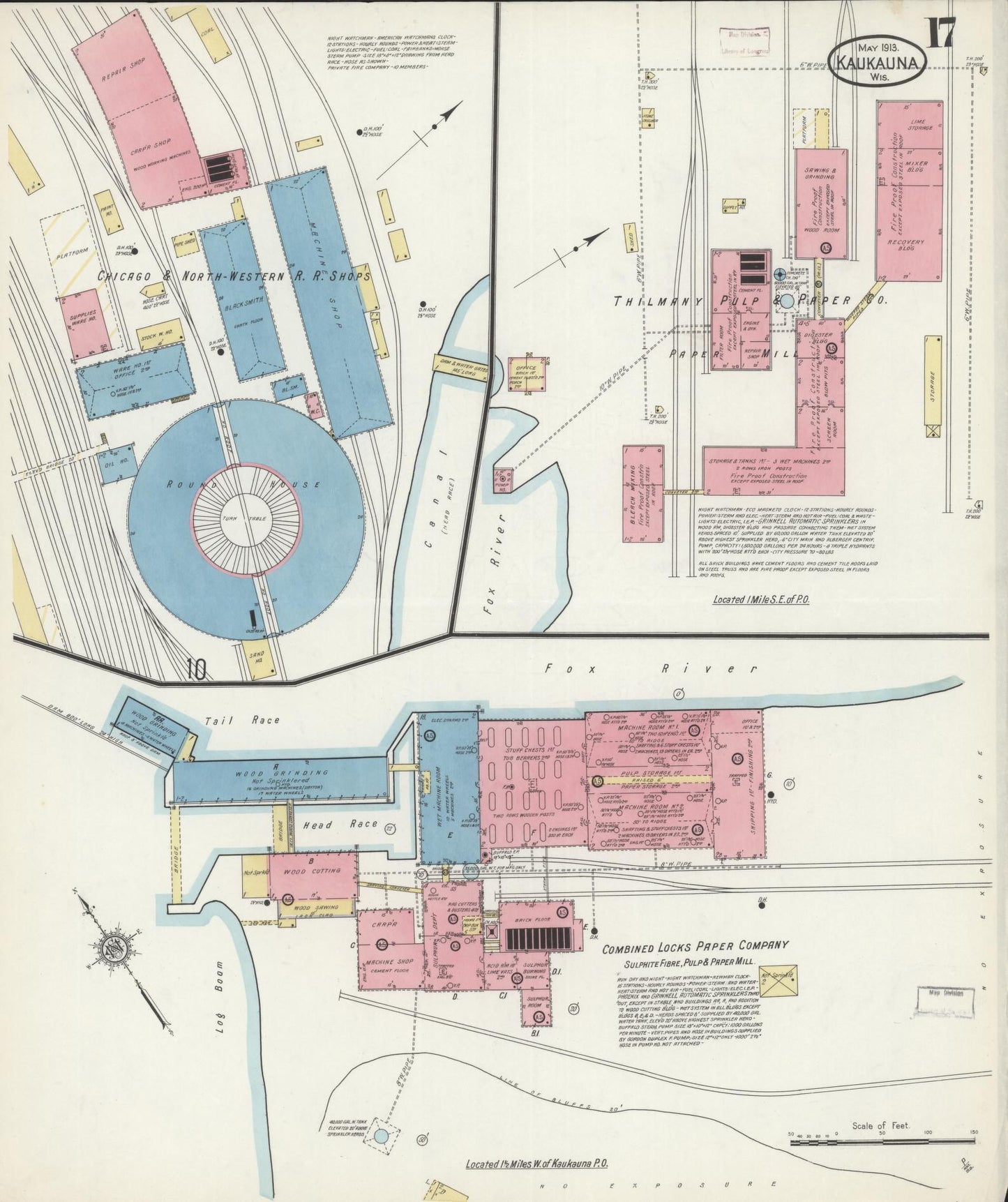 Sanborn Fire Insurance Map from Kaukauna, Outagamie County, Wisconsin (1913), Sheet #0017 - Complete Map Set gallery image, historic Sanborn map, vintage wall art, Wisconsin Wisconsin