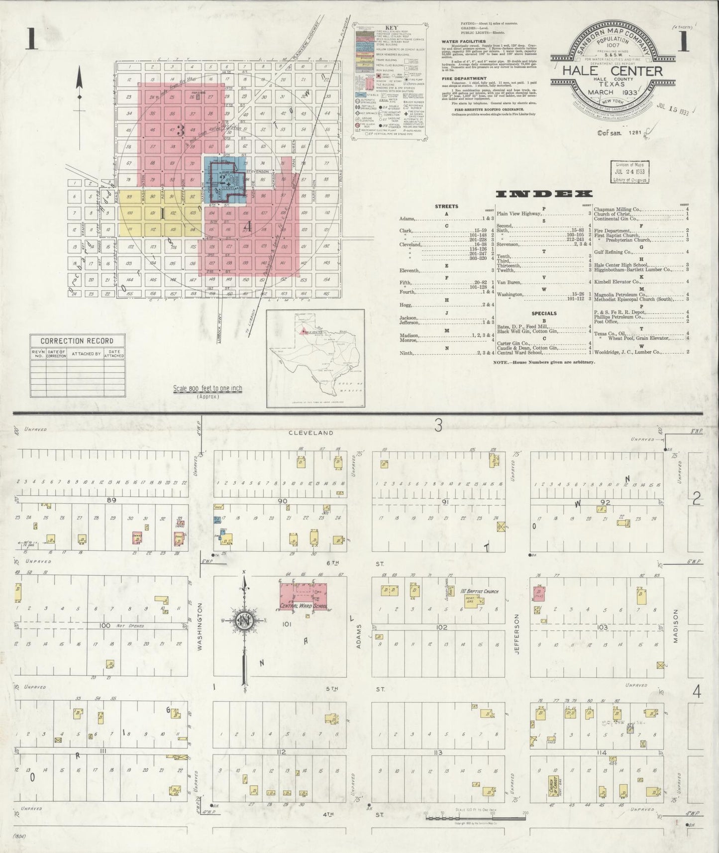 Sanborn Fire Insurance Map from Hale Center, Hale County, Texas. (1933) – Historic Sanborn Fire Insurance Map Print