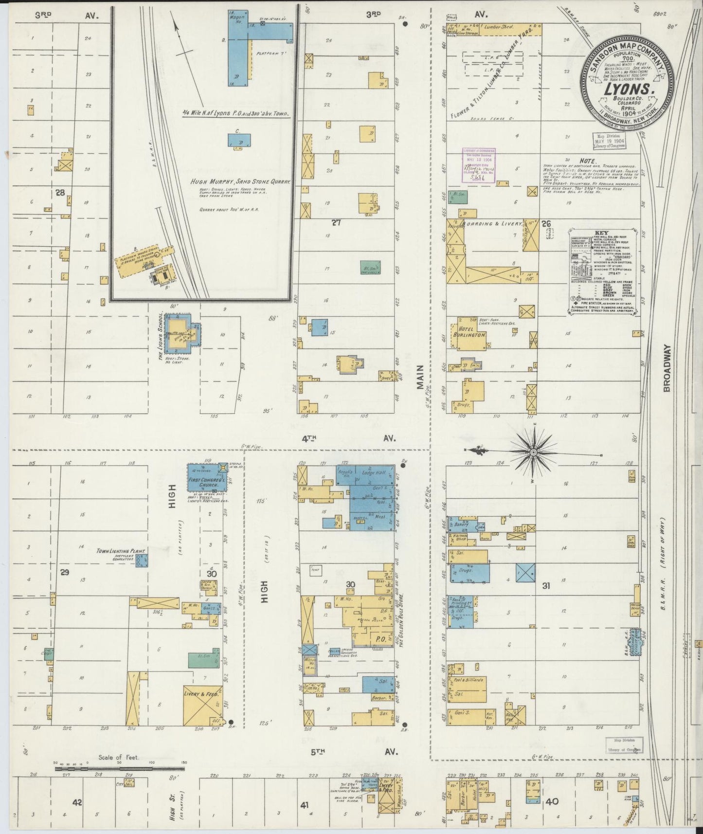 Sanborn Fire Insurance Map from Lyons, Boulder County, Colorado (1904), Sheet #0001 - Historic Sanborn Fire Insurance Map Print, vintage old map wall art, antique decor, genealogy gift, Colorado Colorado map