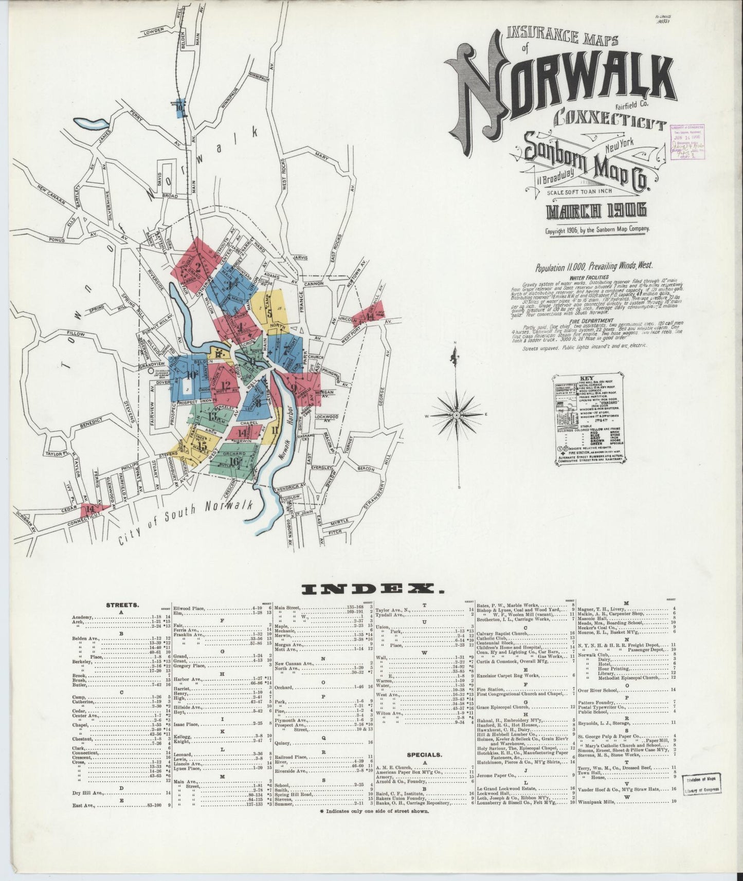Sanborn Fire Insurance Map from Norwalk, Fairfield County, Connecticut. (1906) – Historic Sanborn Fire Insurance Map Print