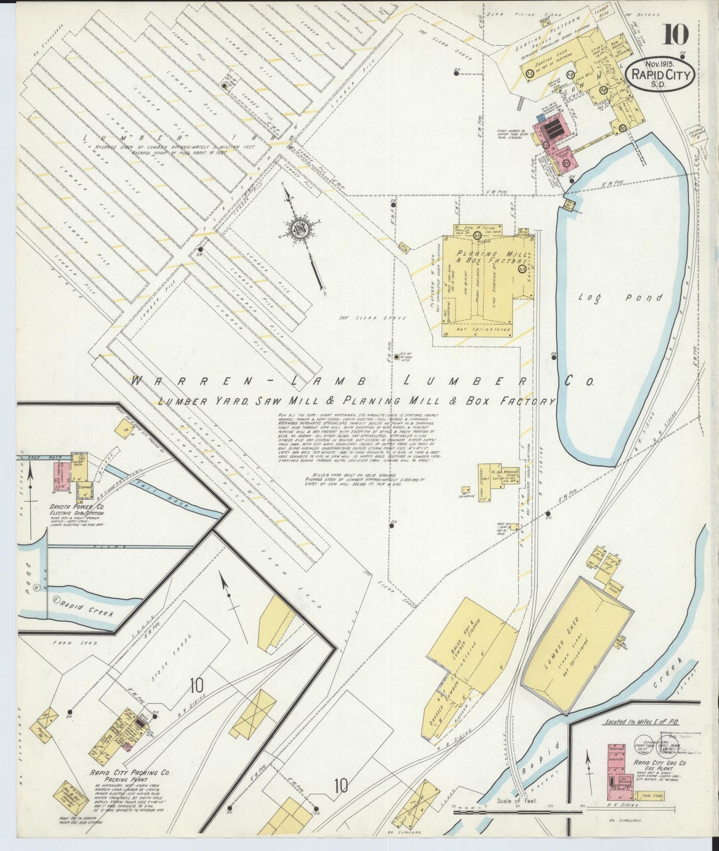 Sanborn Fire Insurance Map from Rapid City, Pennington County, South Dakota (1915), Sheet #0010 - Complete Map Set gallery image, historic Sanborn map, vintage wall art, South Dakota South Dakota