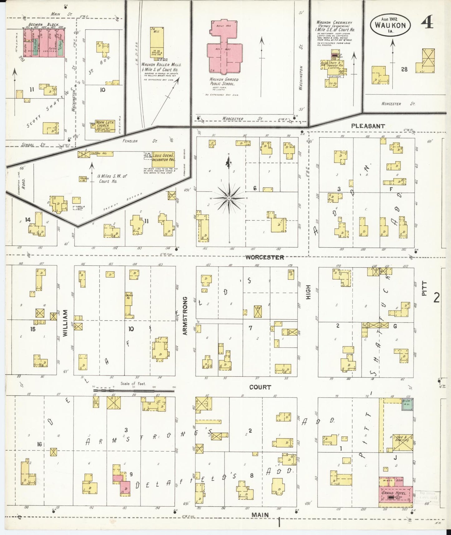 Sanborn Fire Insurance Map from Waukon, Allamakee County, Iowa (1902), Sheet #0004 - Historic Sanborn Fire Insurance Map Print