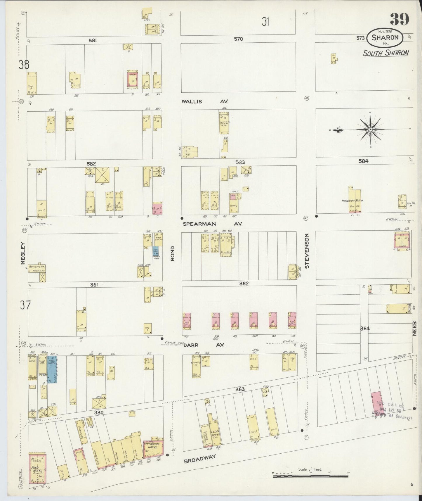 Sanborn Fire Insurance Map from Sharon, Mercer County, Pennsylvania. (1908), Sheet 39 – Historic Sanborn Fire Insurance Map Print