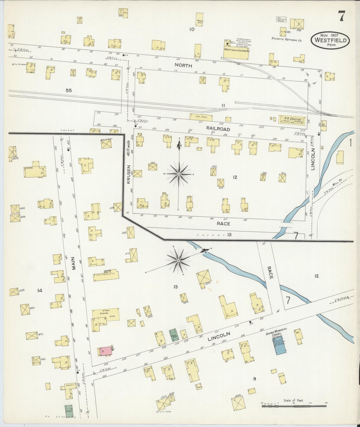 Sanborn Fire Insurance Map from Westfield, Tioga County, Pennsylvania (1907), Sheet #0007 - Complete Map Set gallery image, historic Sanborn map, vintage wall art, Pennsylvania Pennsylvania