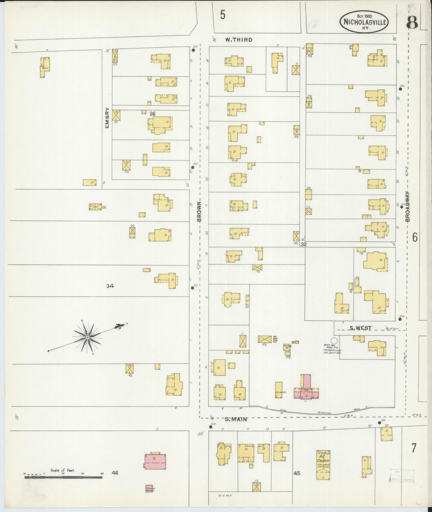 Sanborn Fire Insurance Map from Nicholasville, Jessamine County, Kentucky (1903), Sheet #0008 - Historic Sanborn Fire Insurance Map Print, vintage old map wall art, antique decor, genealogy gift, Kentucky Kentucky map