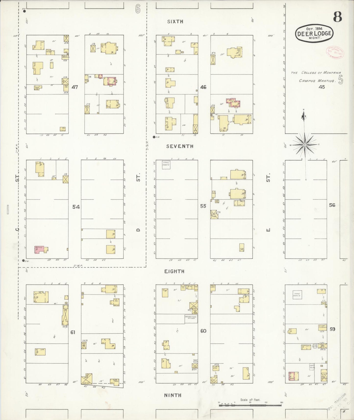 Sanborn Fire Insurance Map from Deer Lodge, Powell County, Montana (1894), Sheet #0008 - Historic Sanborn Fire Insurance Map Print, vintage old map wall art, antique decor, genealogy gift, Montana Montana map